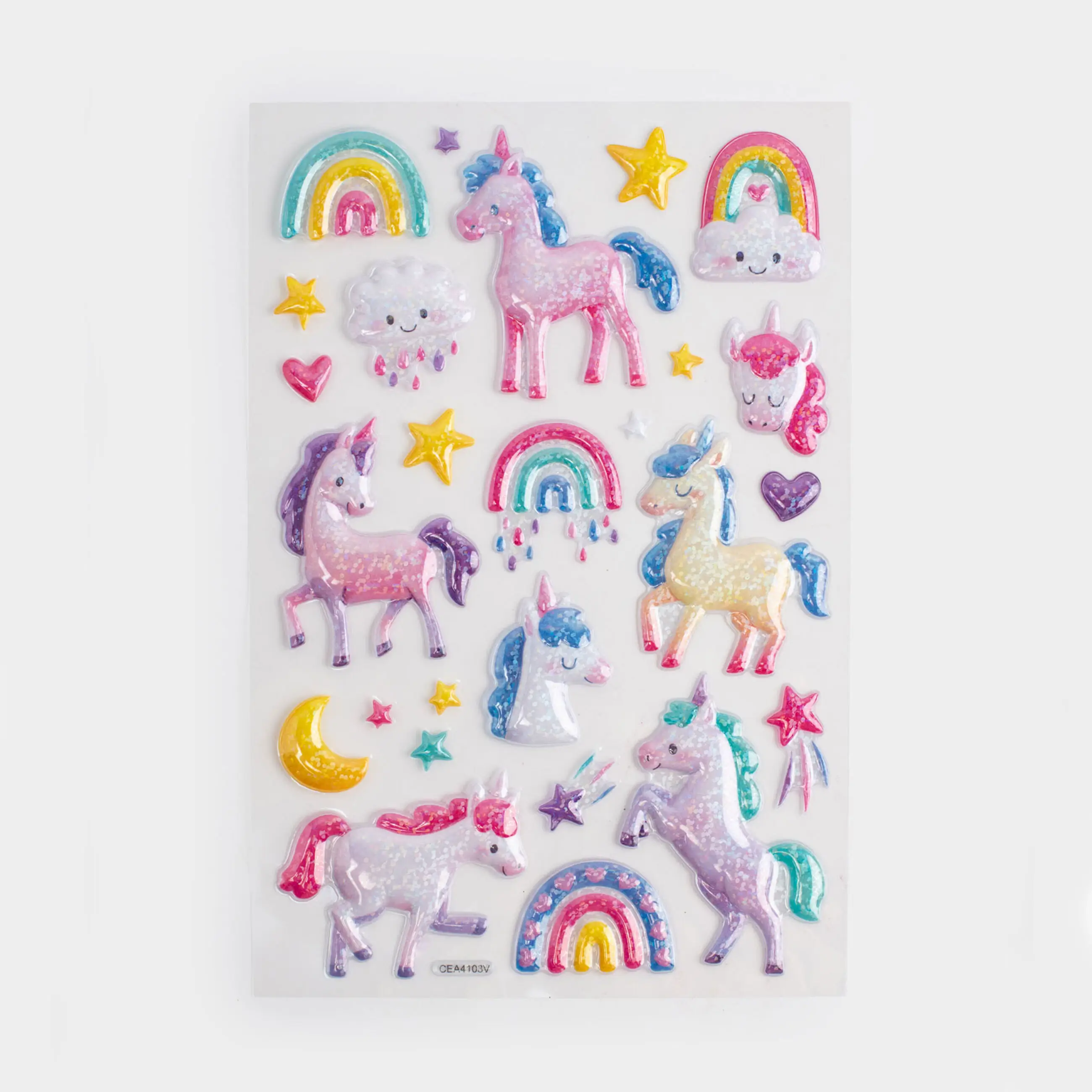 Набор наклеек, 21х14 см, 26 шт, одноразовые, ПВХ, Единороги, Unicorn