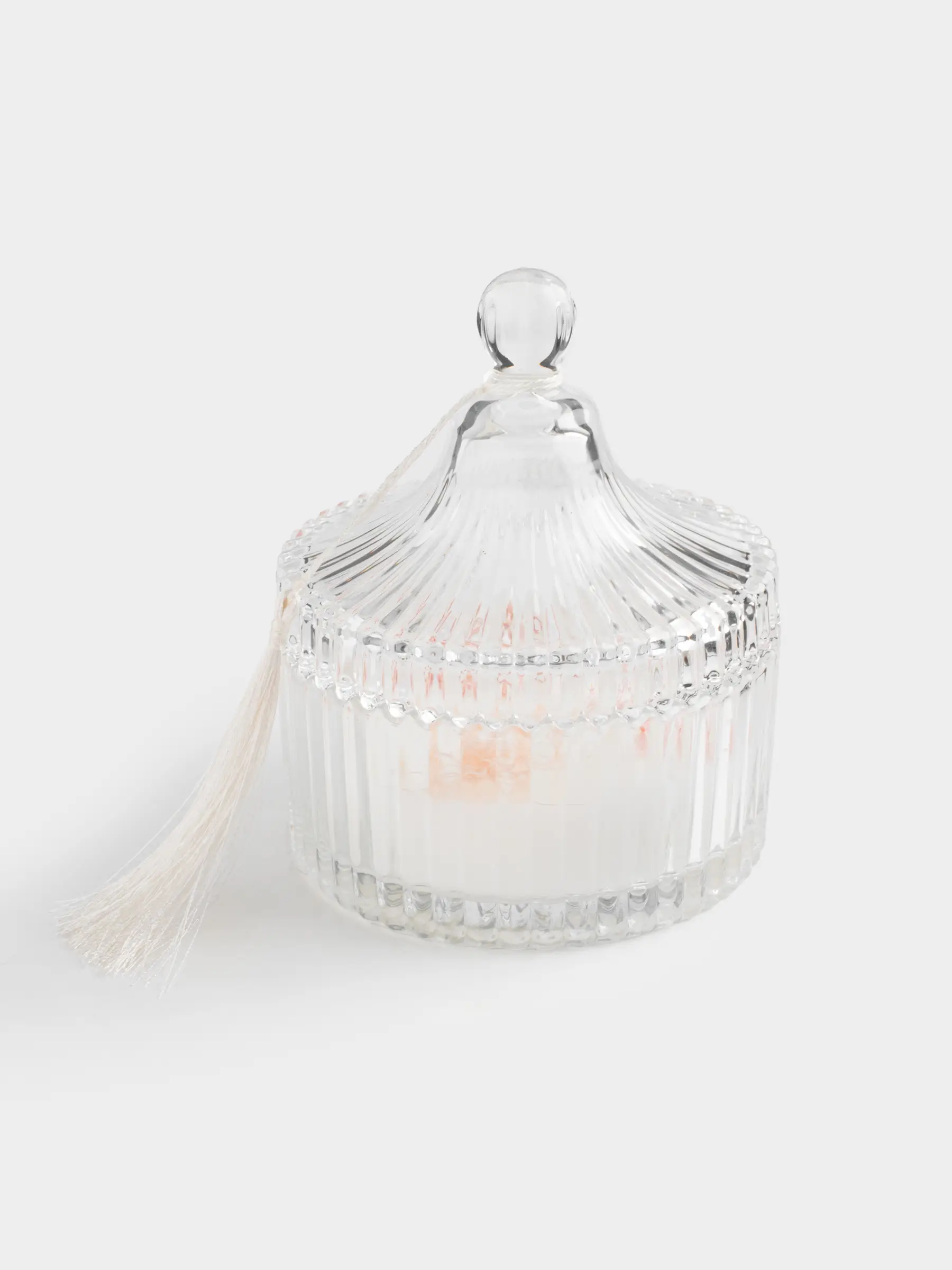 Свеча ароматическая, 12 см, три фитиля, в подсвечнике, с крышкой, с кисточкой, стекло, Honeysuckle, Lucid day, image-0