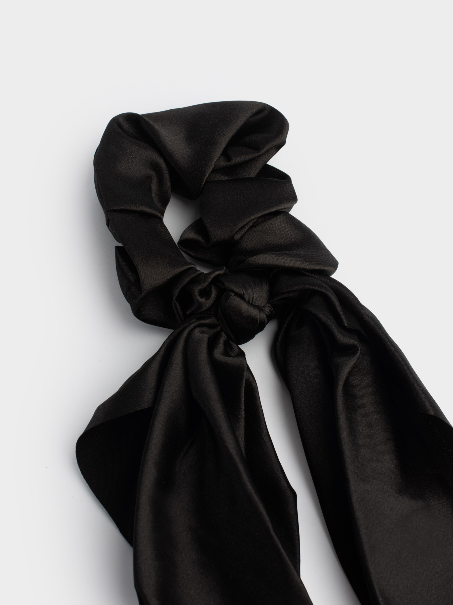 Резинка для волос, 25 см, с лентой, сатин, черная, Silk, image-2