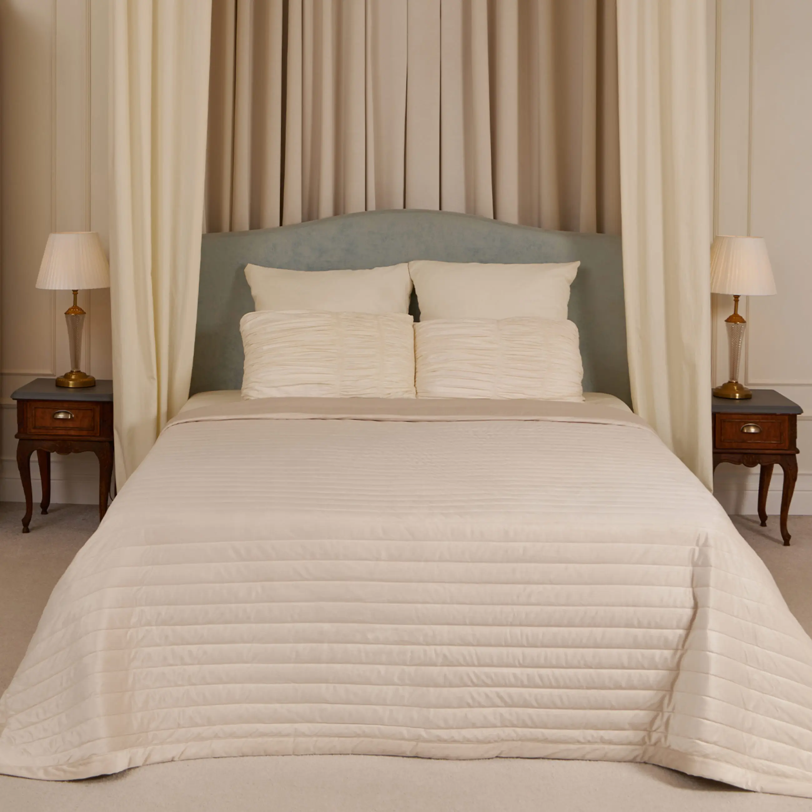 Көрпе, 220х240 см, көрпе, кордюр / микрофибра, бежевый, жолақтар, Stitch velvet