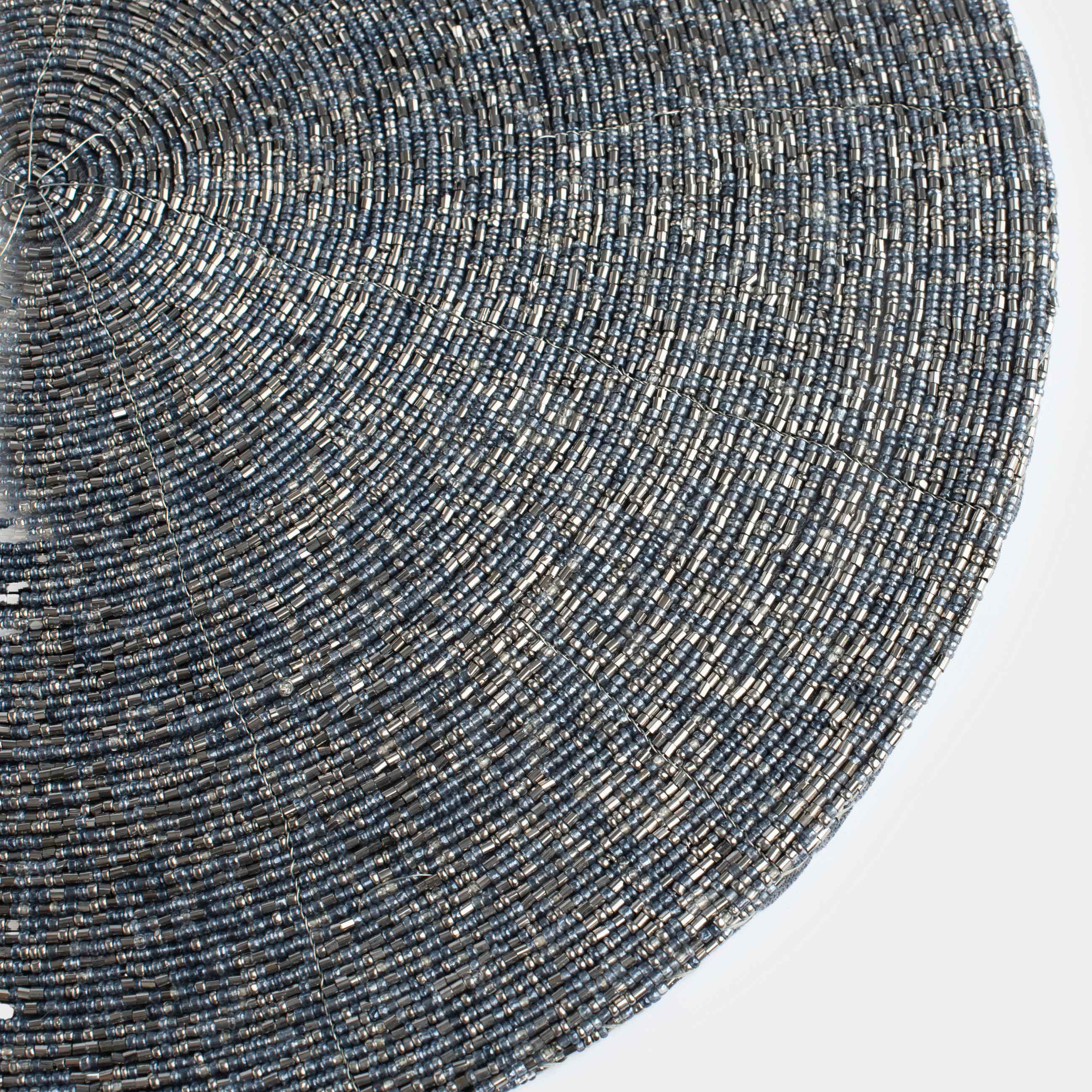 Салфетка под приборы, 36 см, бисер, круглая, серебристая, Shiny beads, image-1