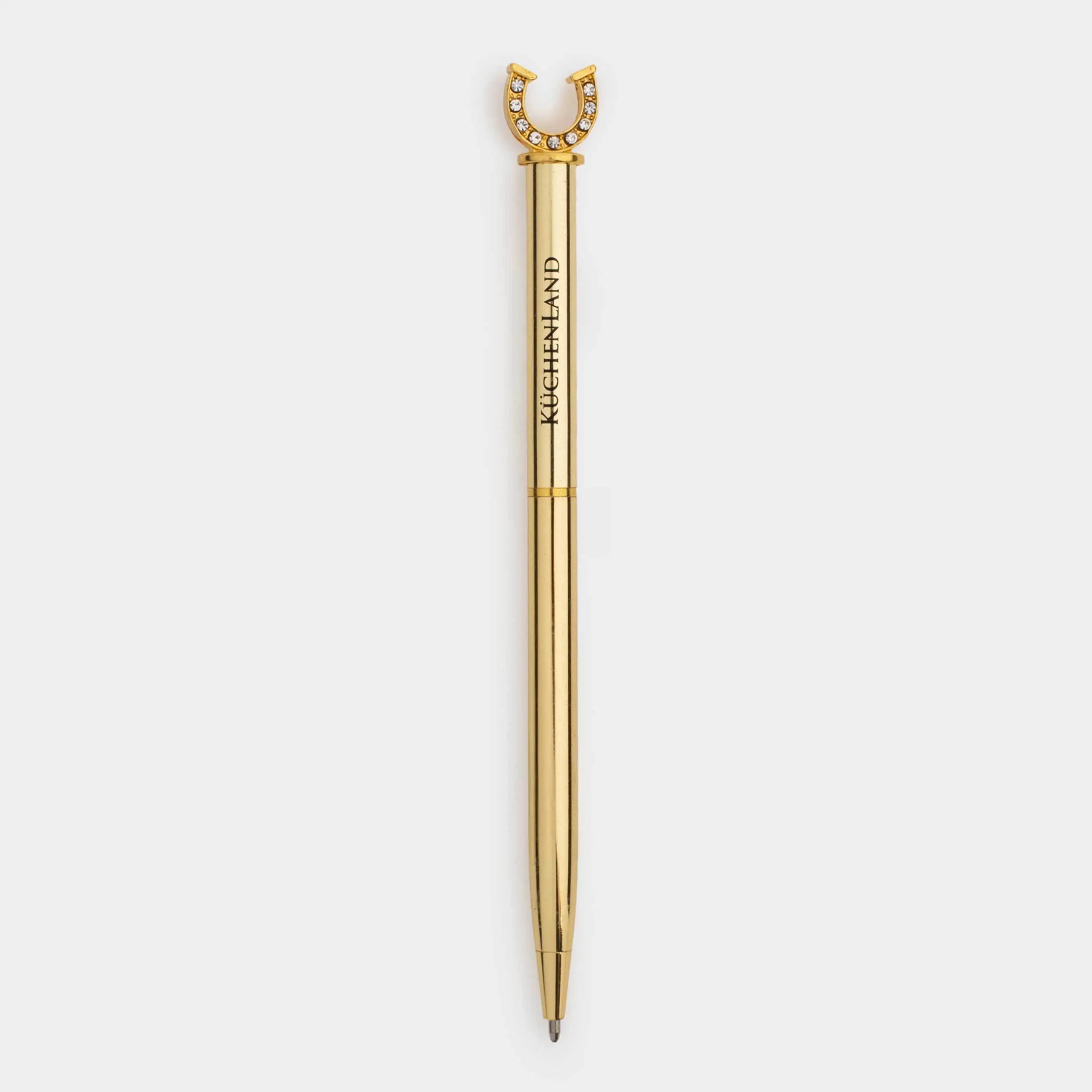 Ручка шариковая, 15 см, с фигуркой, сталь, золотистая, Подкова, Draw figure