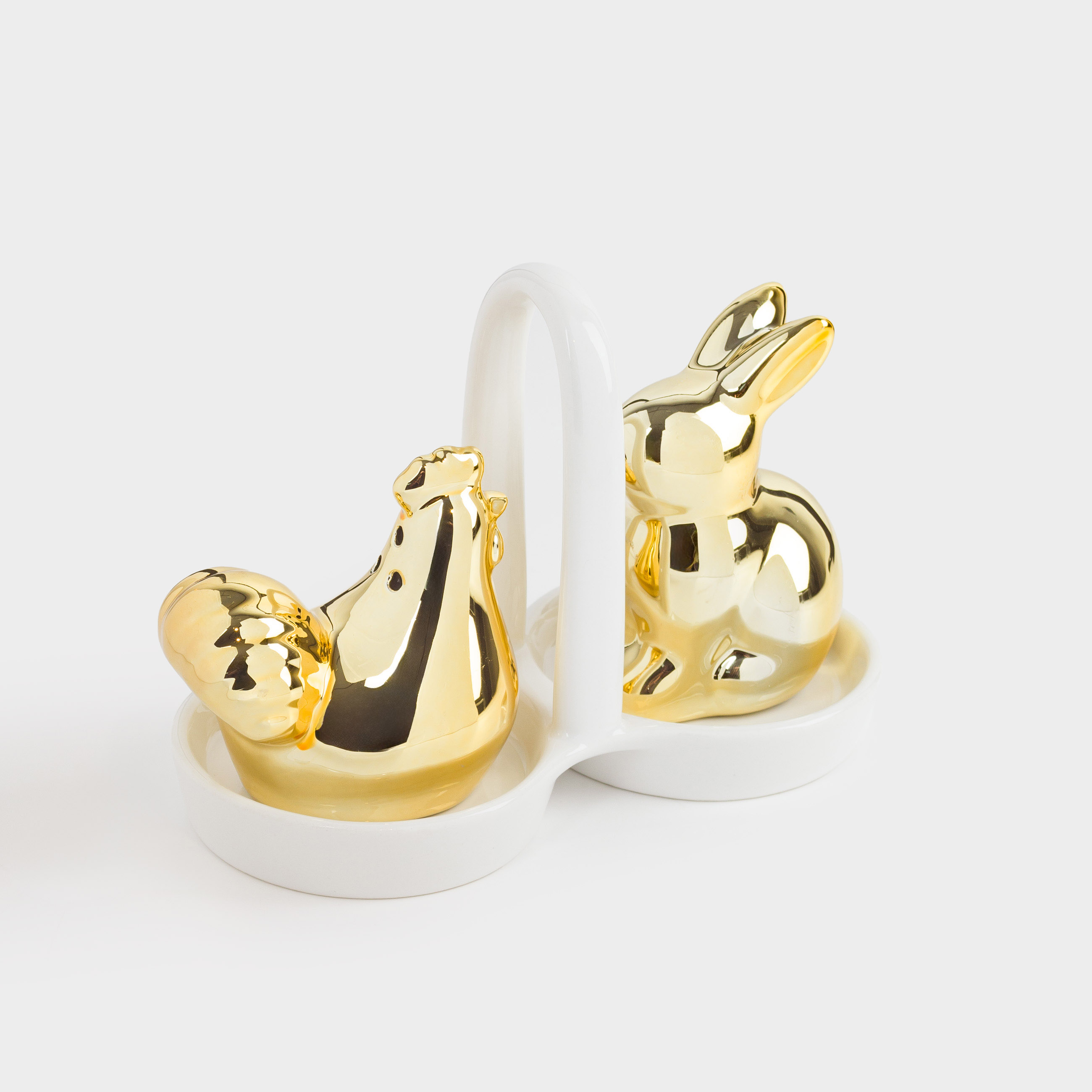 Тұз және бұрыш жинағы, 17 см, тұғырда, керамика, алтын ақ, Easter gold, image-2