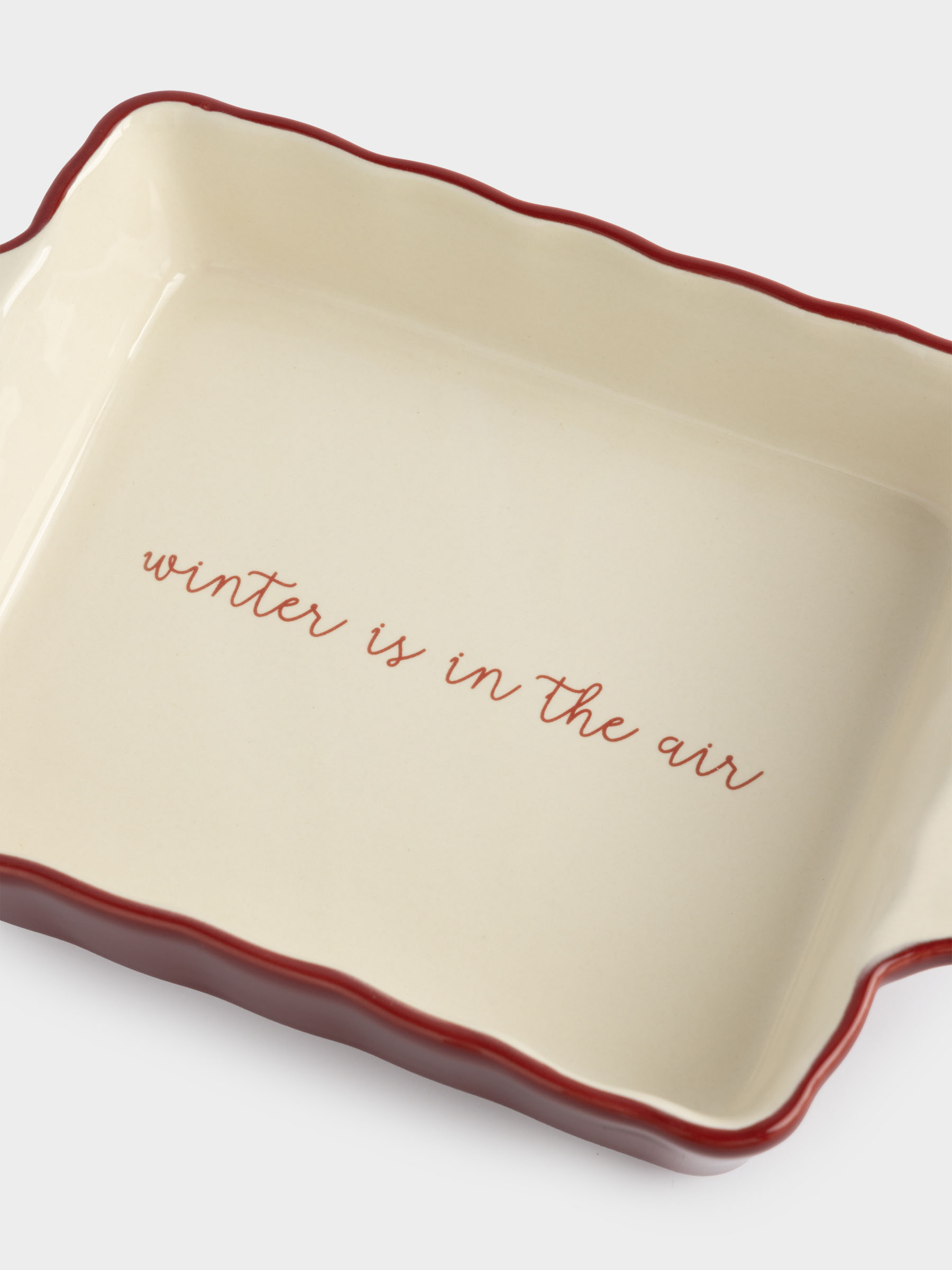 Форма для запекания, 22х16 см, керамика, прямоугольная, бордовая, Christmas tree, image-5