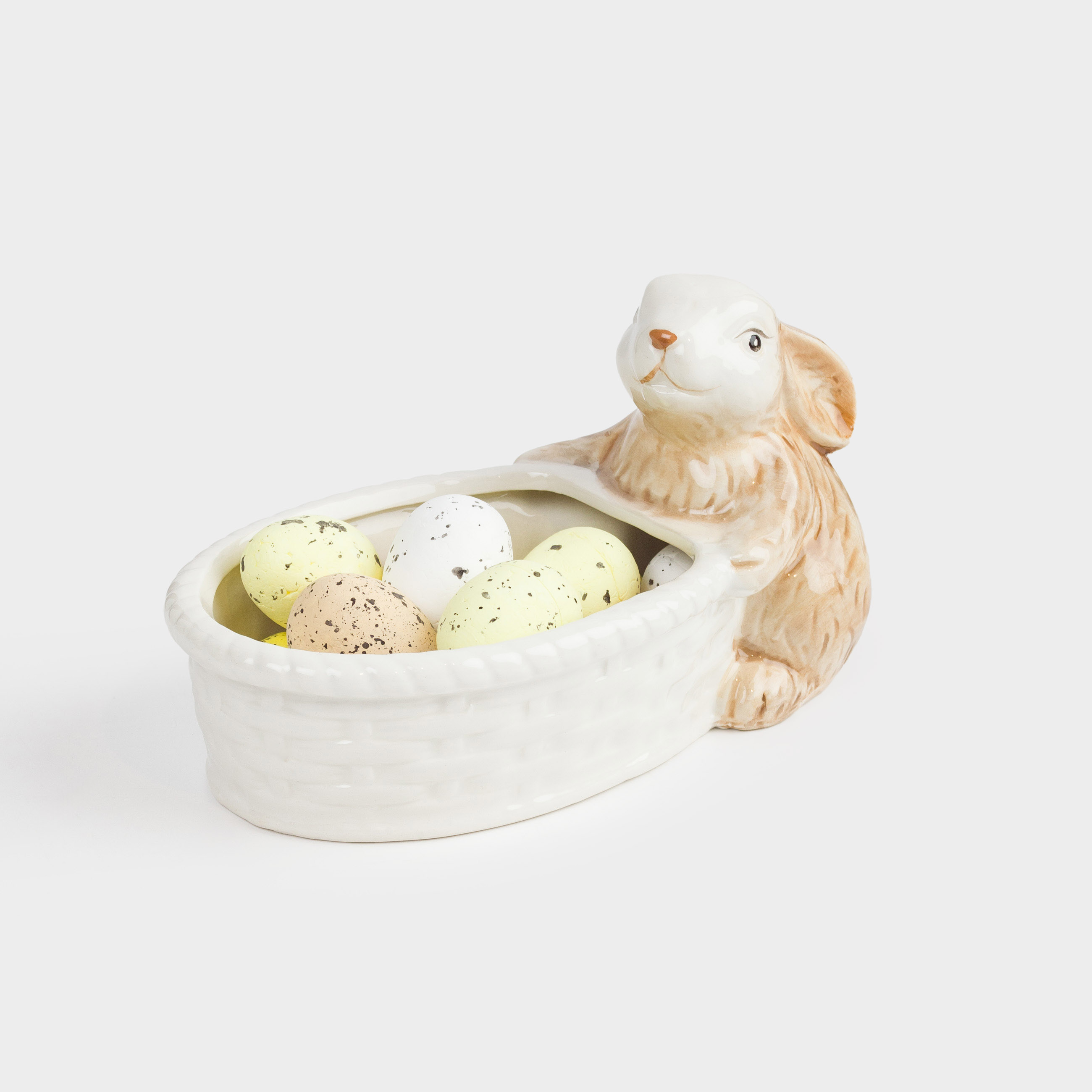 Конфетница, 19х10 см, керамика, молочно-бежевая, Кролик с корзинкой, Natural Easter, image-5