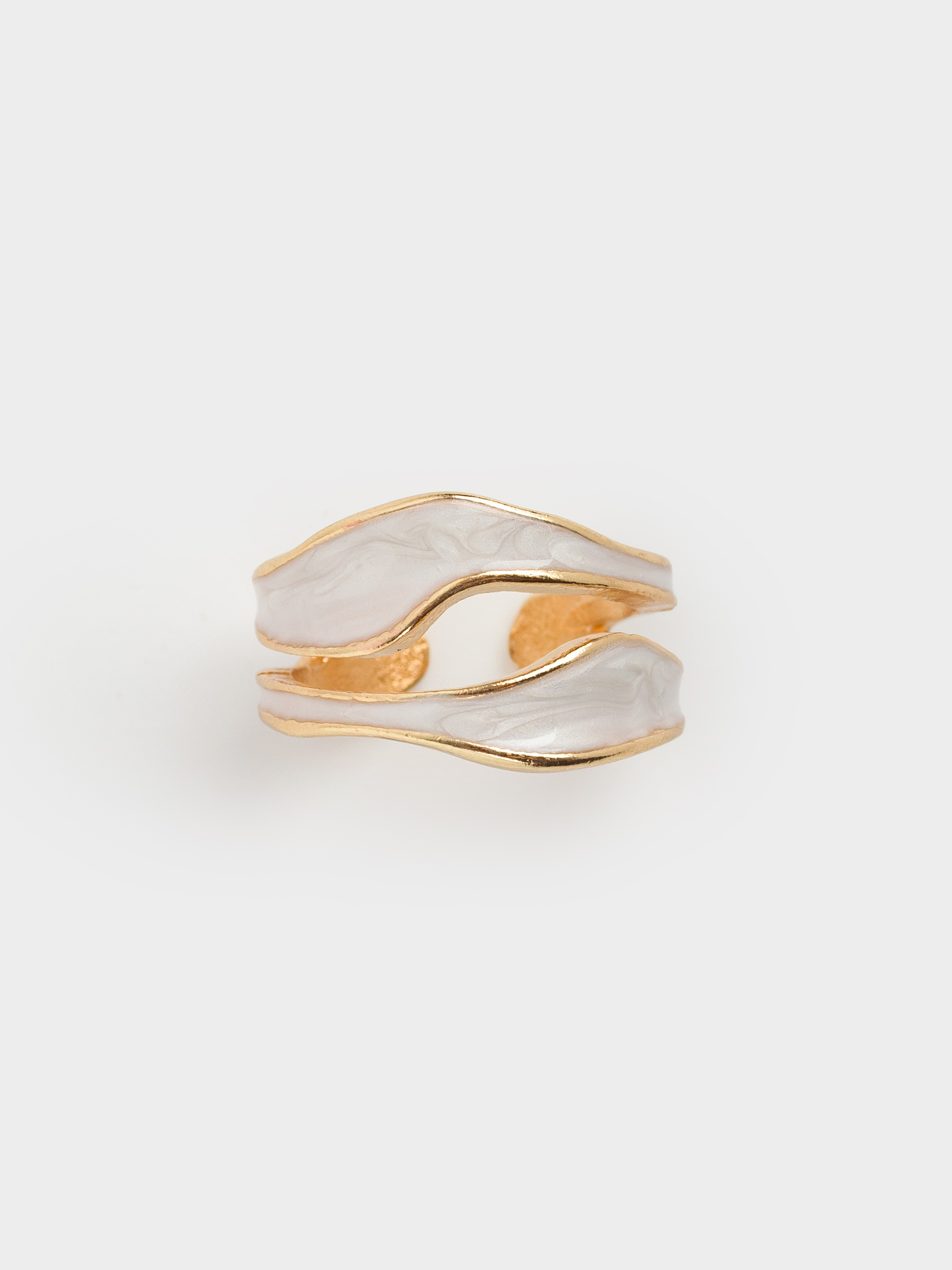 Кольцо, р. S-M, единый размер, металл/акрил, золотисто-бежевое, Jewelry, image-3