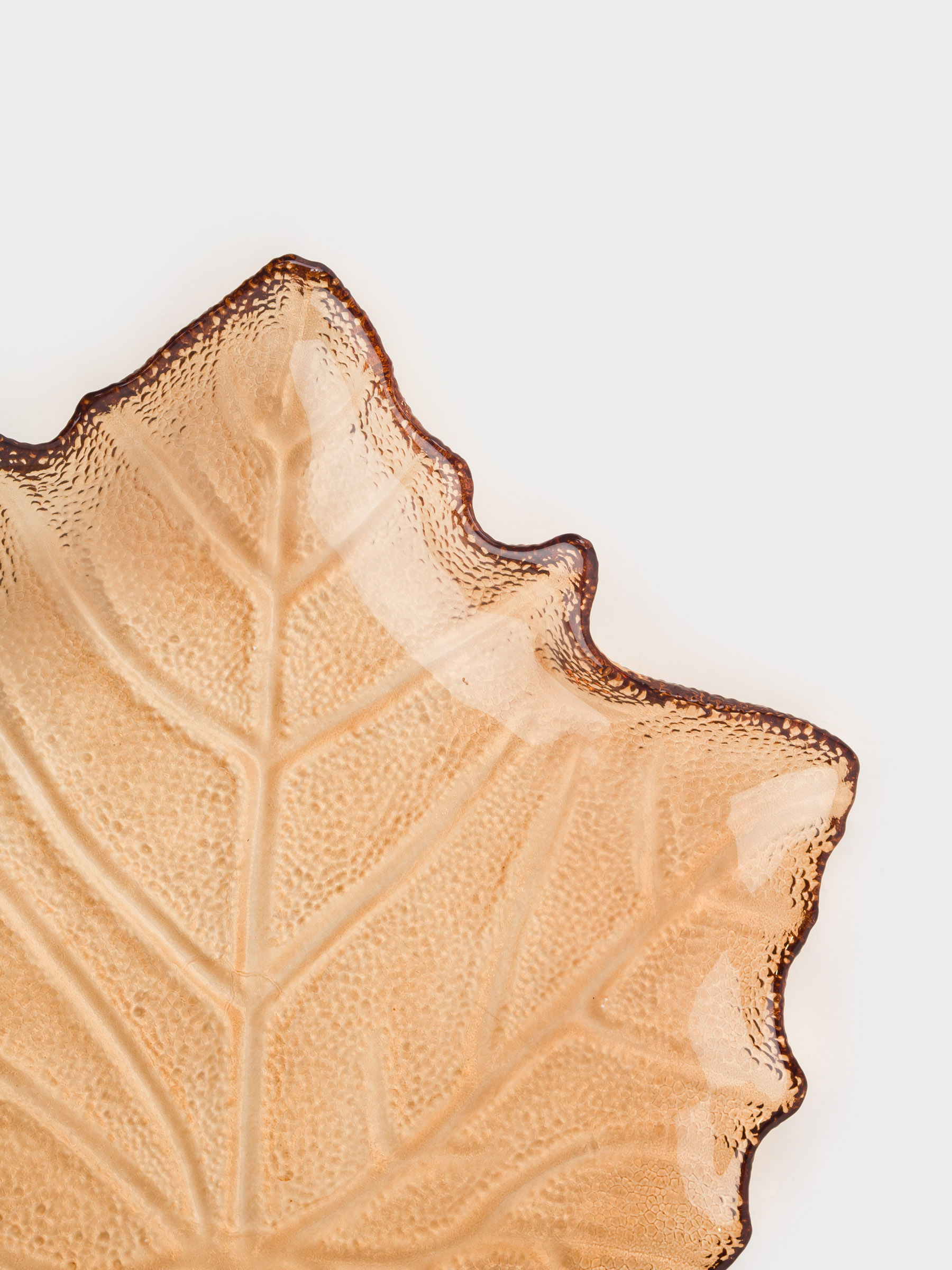 Ыдыс, 25х24х4см, шыны, қоңыр, Үйеңкі жапырағы, Leaves, image-2