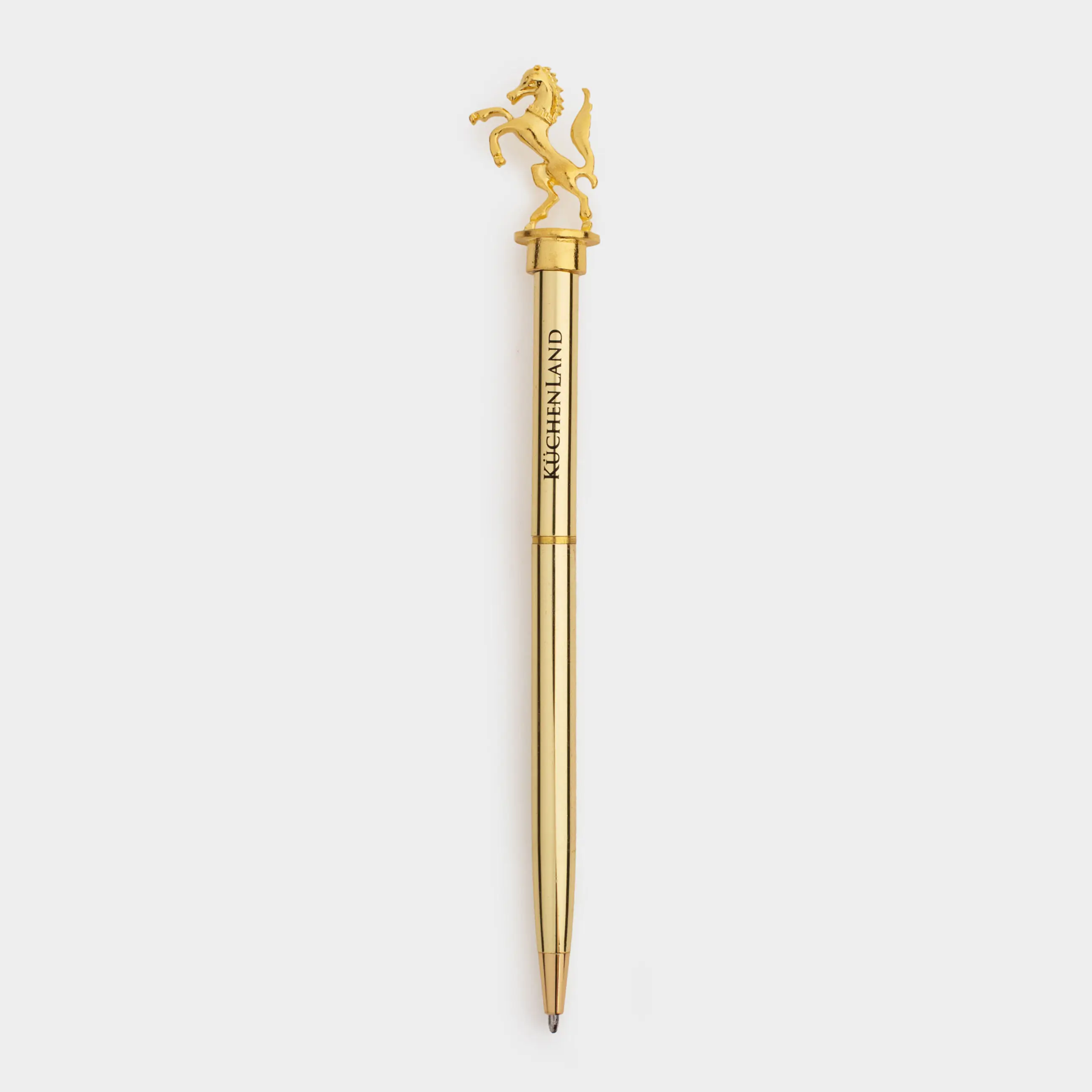 Ручка шариковая, 15 см, с фигуркой, сталь, золотистая, Конь, Draw figure