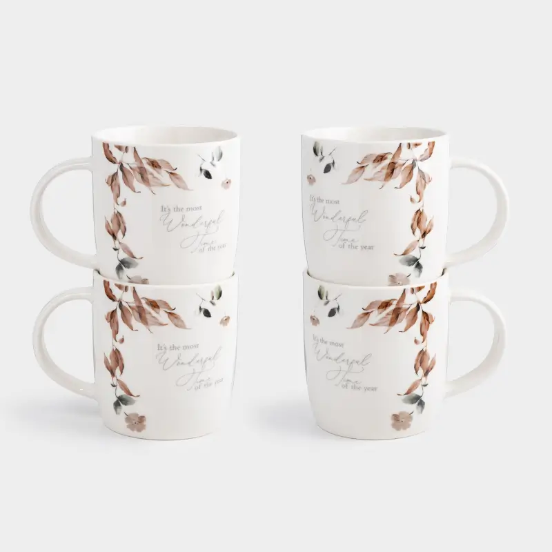 Кружка, 360 мл, 4 шт, фарфор N, Осенние цветы, Refined floral