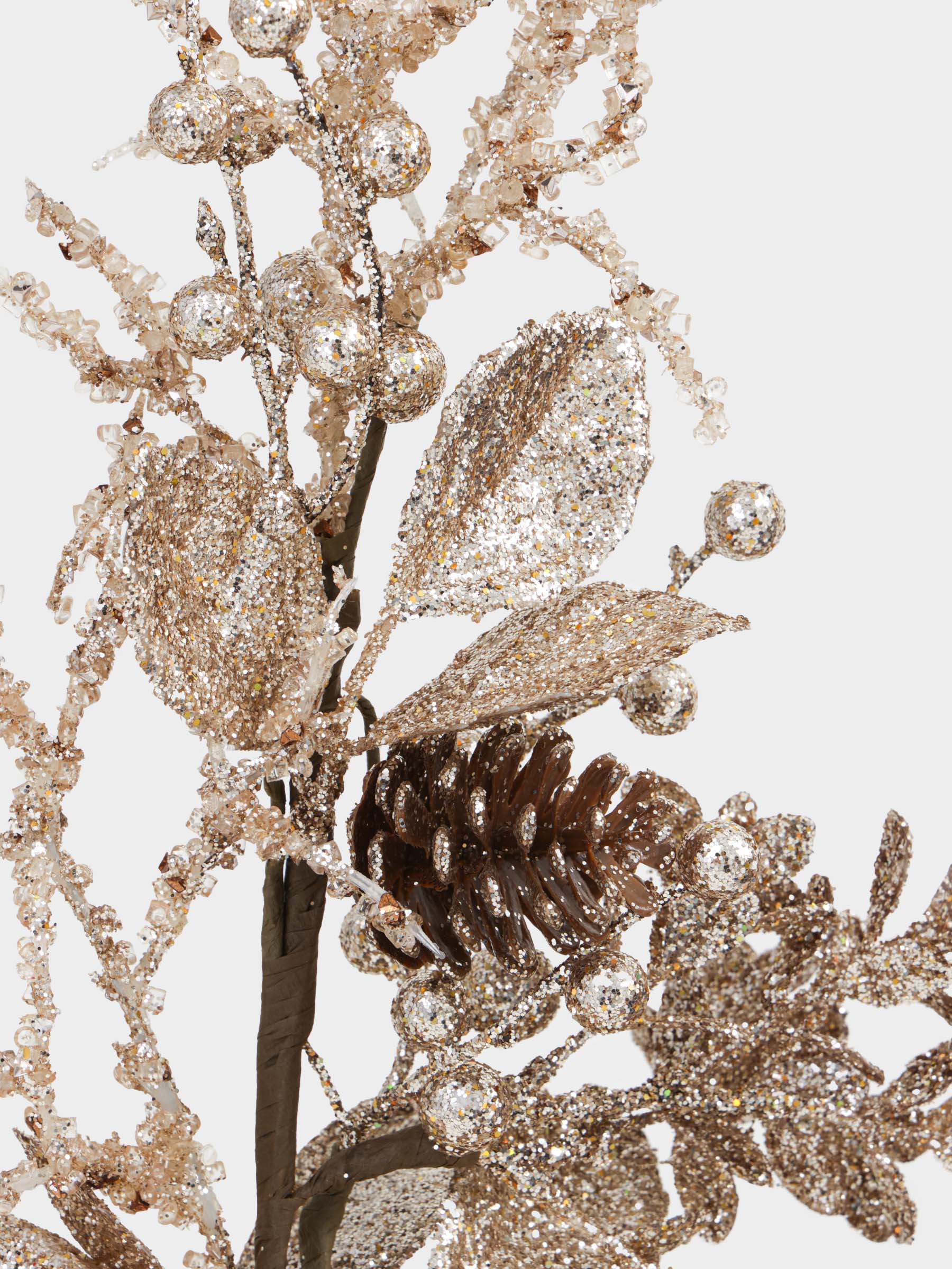 Ветка декоративная, 70 см, пластик/бумага, Золотистая ель с гранатом, Sparkle decor, image-3