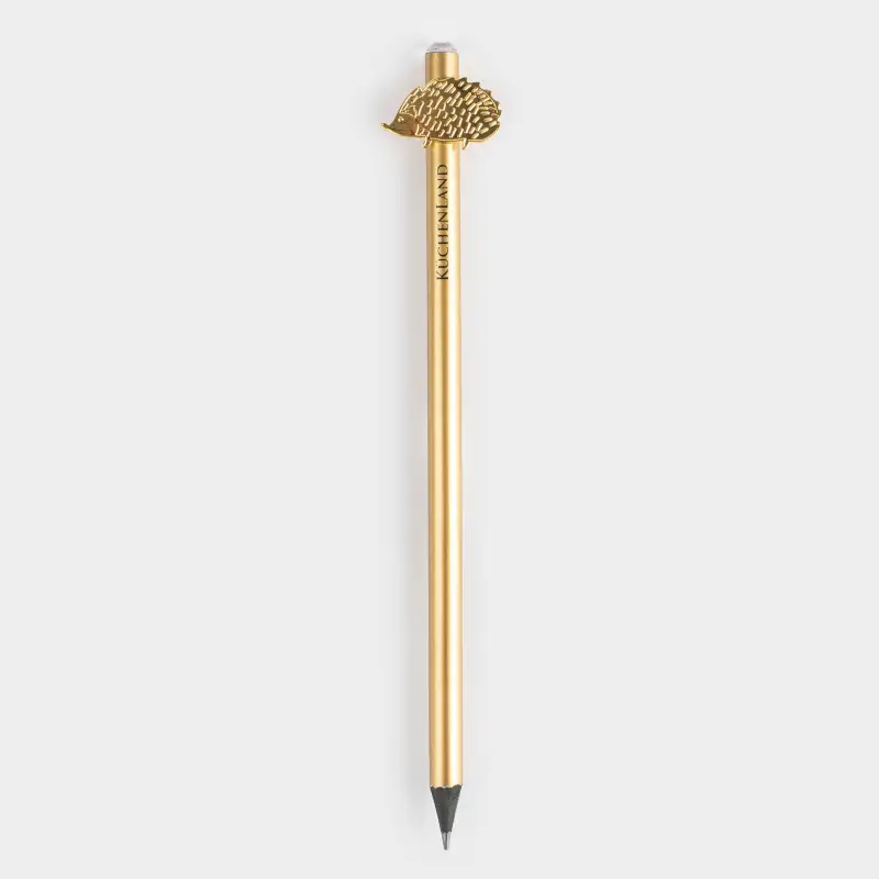 Карандаш, 18 см, чернографитный, с фигуркой, золотистый, Золотистый ежик, Draw figure