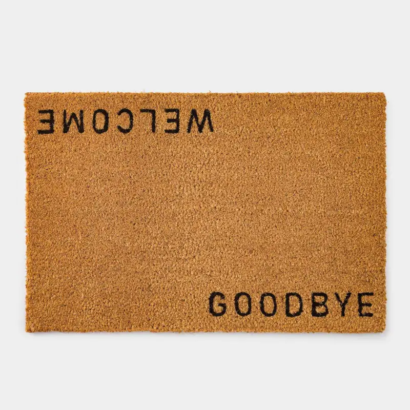 Коврик придверный, 40х60 см, кокос/ПВХ, коричневый, Welcome/Goodbye, Home deco, image-0