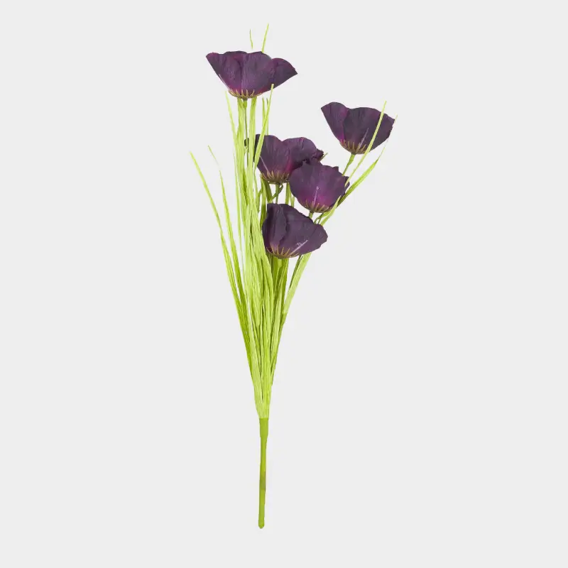 Ветка декоративная, 50 см, пластик/бумага, Фиолетовый мак, Flower garden ,image-0