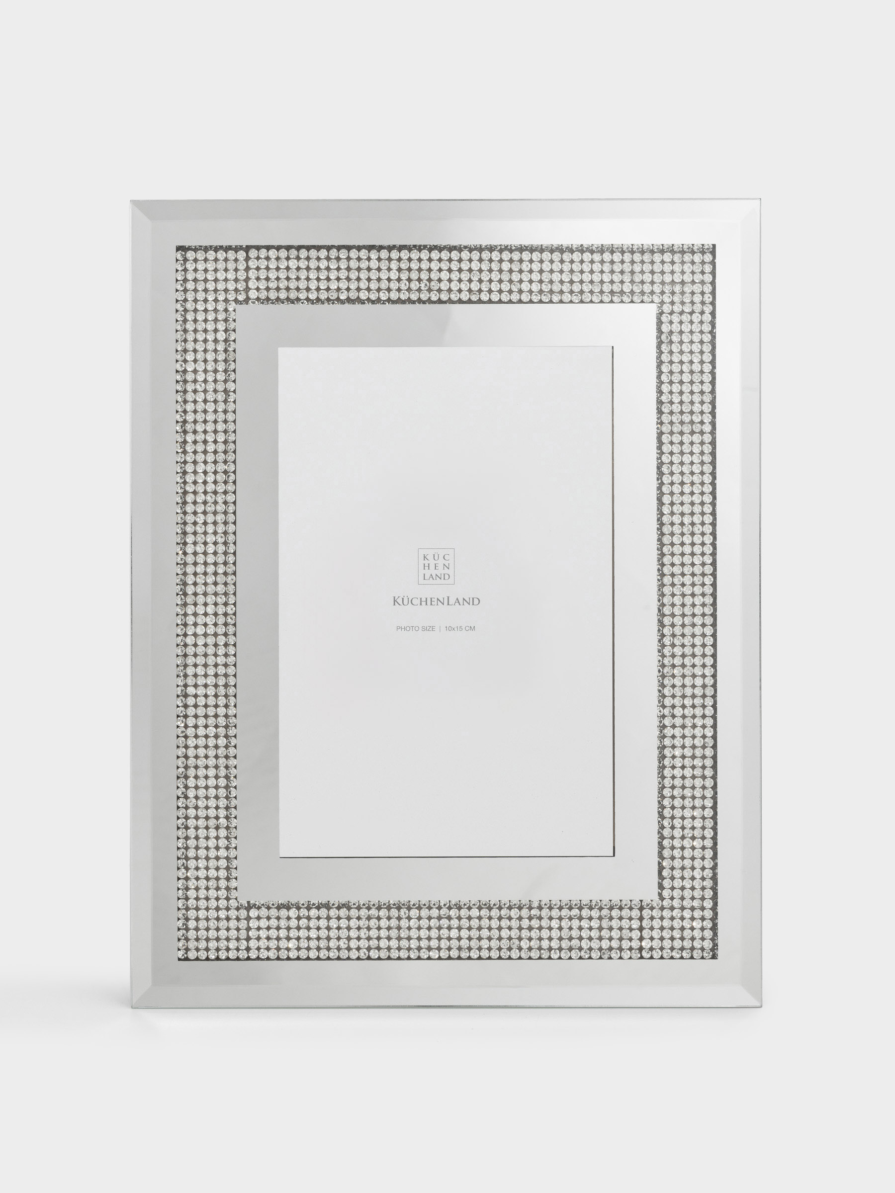 Фото жиектеме, 18х23 см, шыны, айналы, Күміс түсті кристалдар, Glossy crystal, image-4