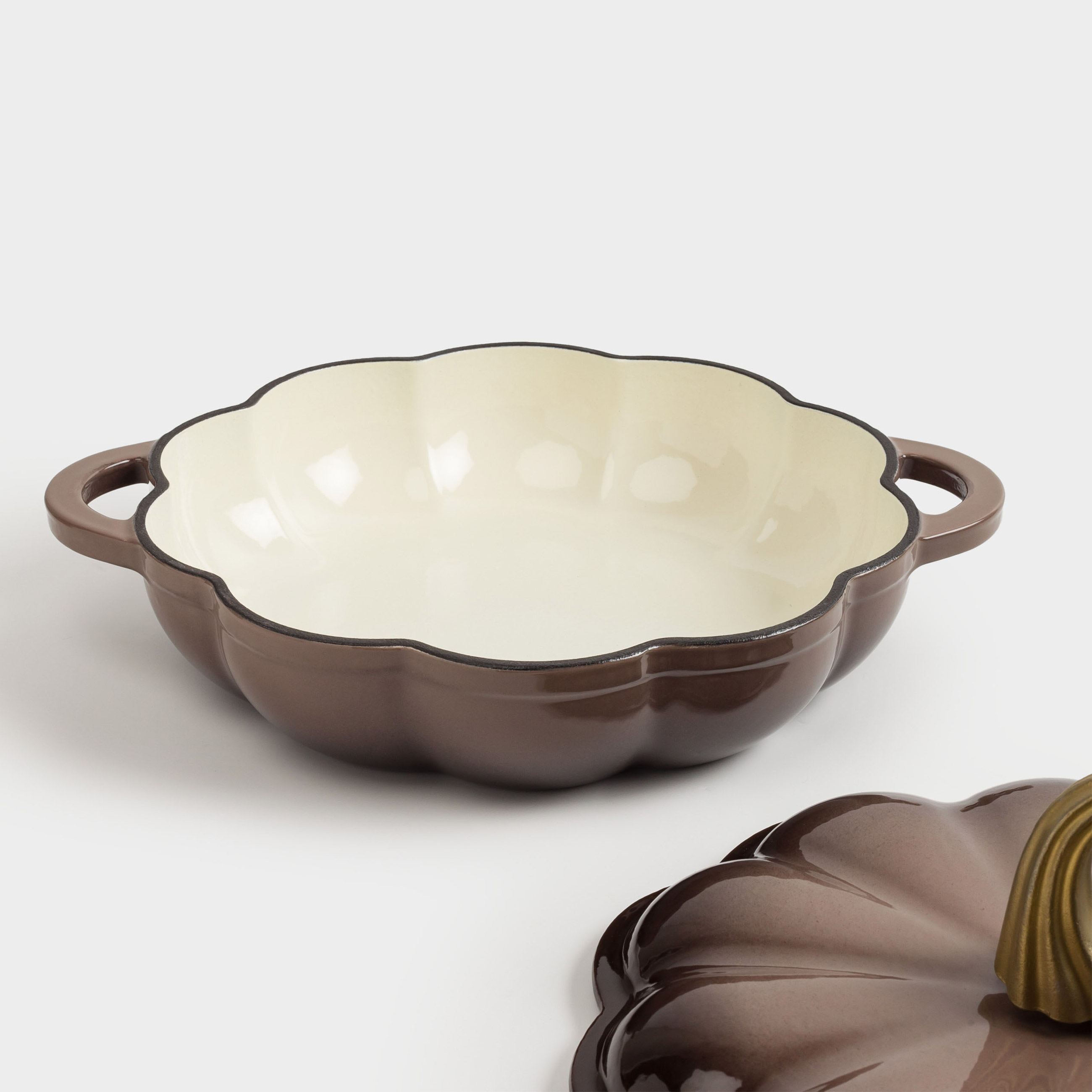 Сотейник, 26 см, 2,3 л, с крышкой, чугун, коричневый, Тыква, Gourd, image-5