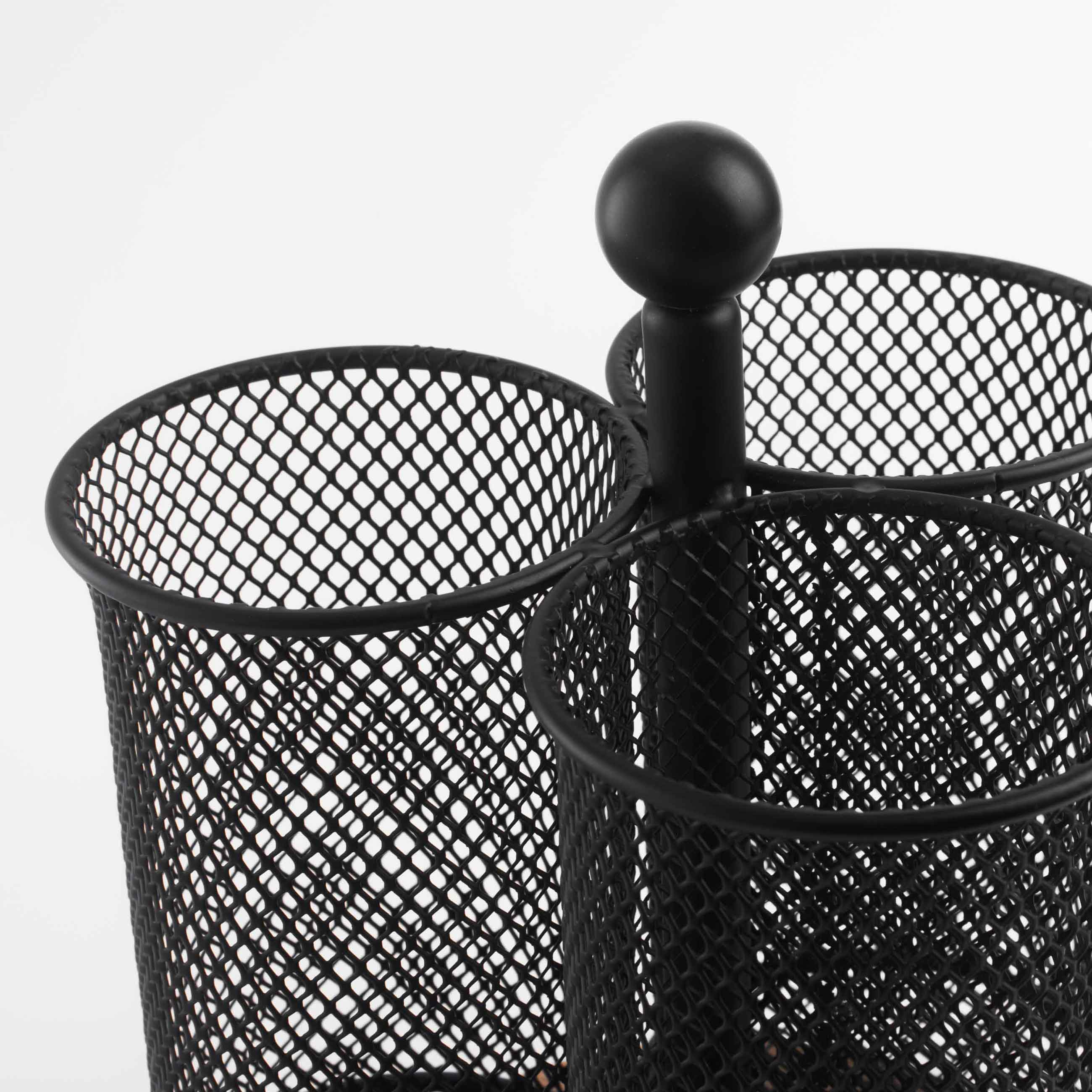 Ас үйге арналған стенд, 15 см, 3 бөлік, тұтқасы бар, металл / бамбук, Қара, X-Loft, image-3