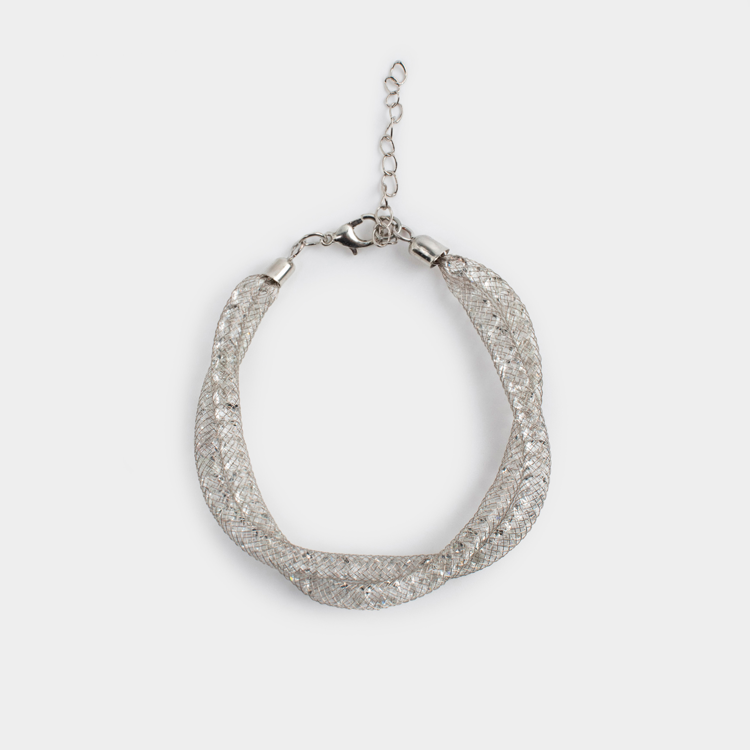 Білезік, 24 см, қос, металл/страздар, күміс, Тоқыма, Jewelry