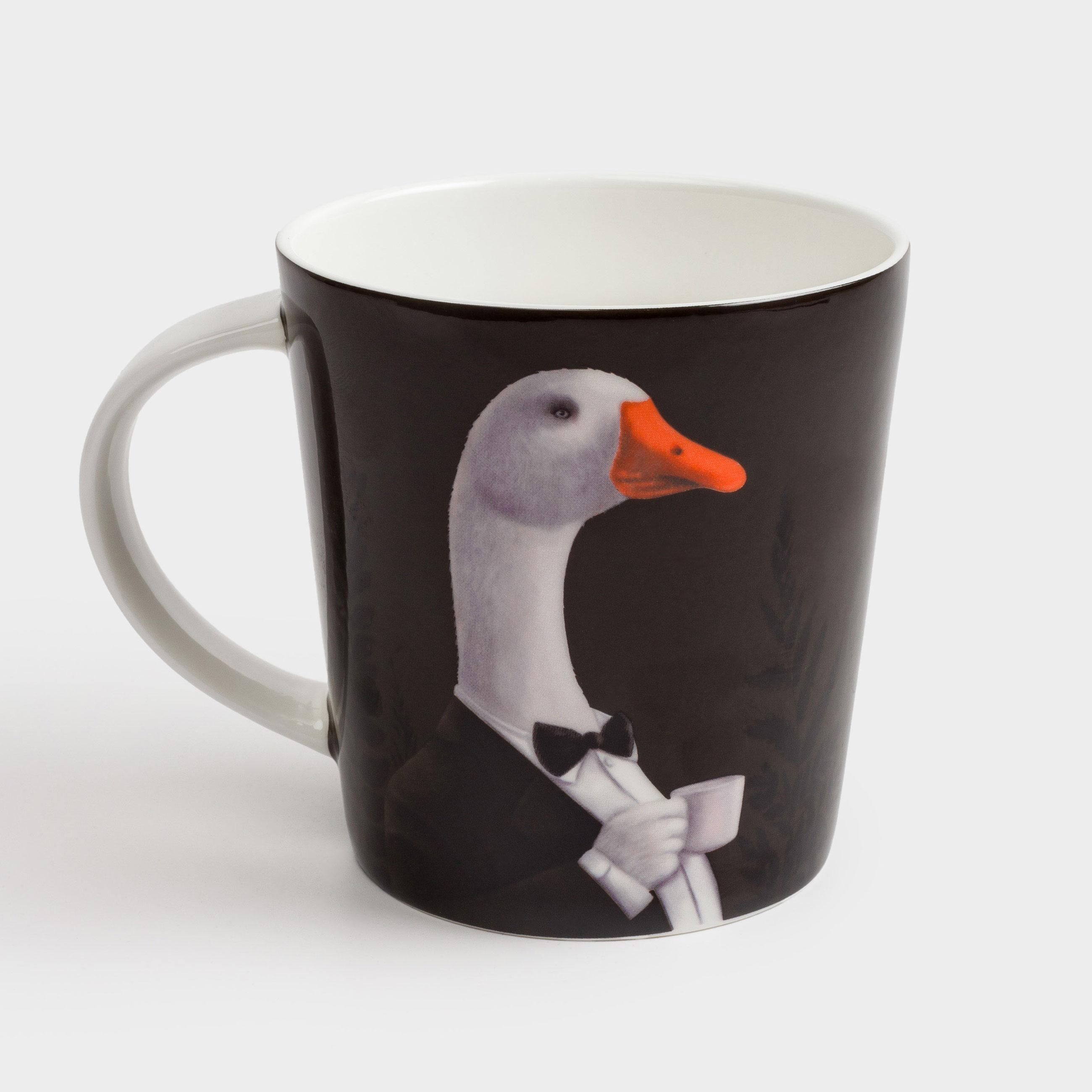 Кружка, 450 мл, фарфор F, черно-белая, Гусь в смокинге, Goose, image-3