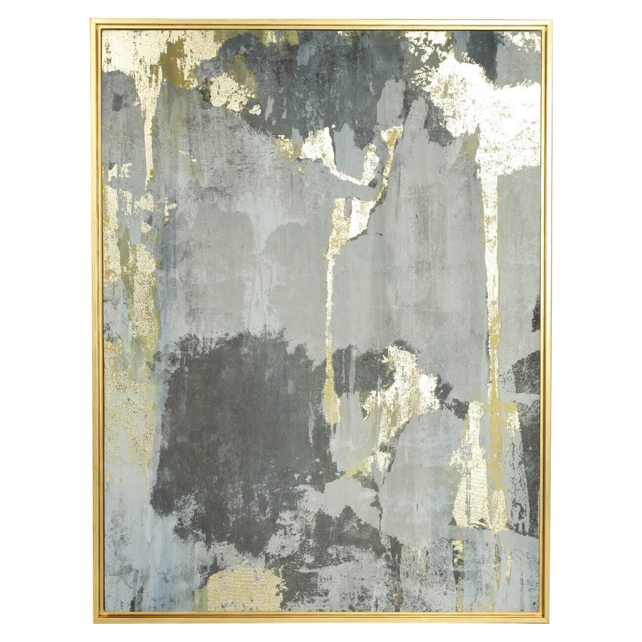 Картина в раме, 75х100 см, холст/фольга, золотисто-серая, Абстракция, Abstract изображение № 1