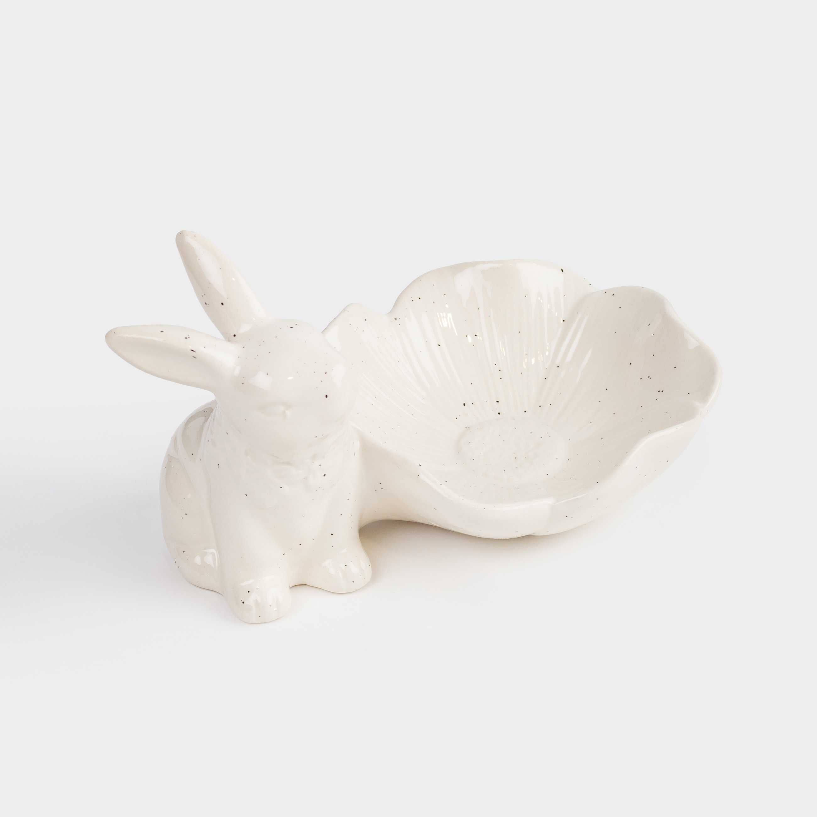 Пиала, 12х5 см, керамика, молочная, в крапинку, Кролик с цветком, Natural Easter, image-2