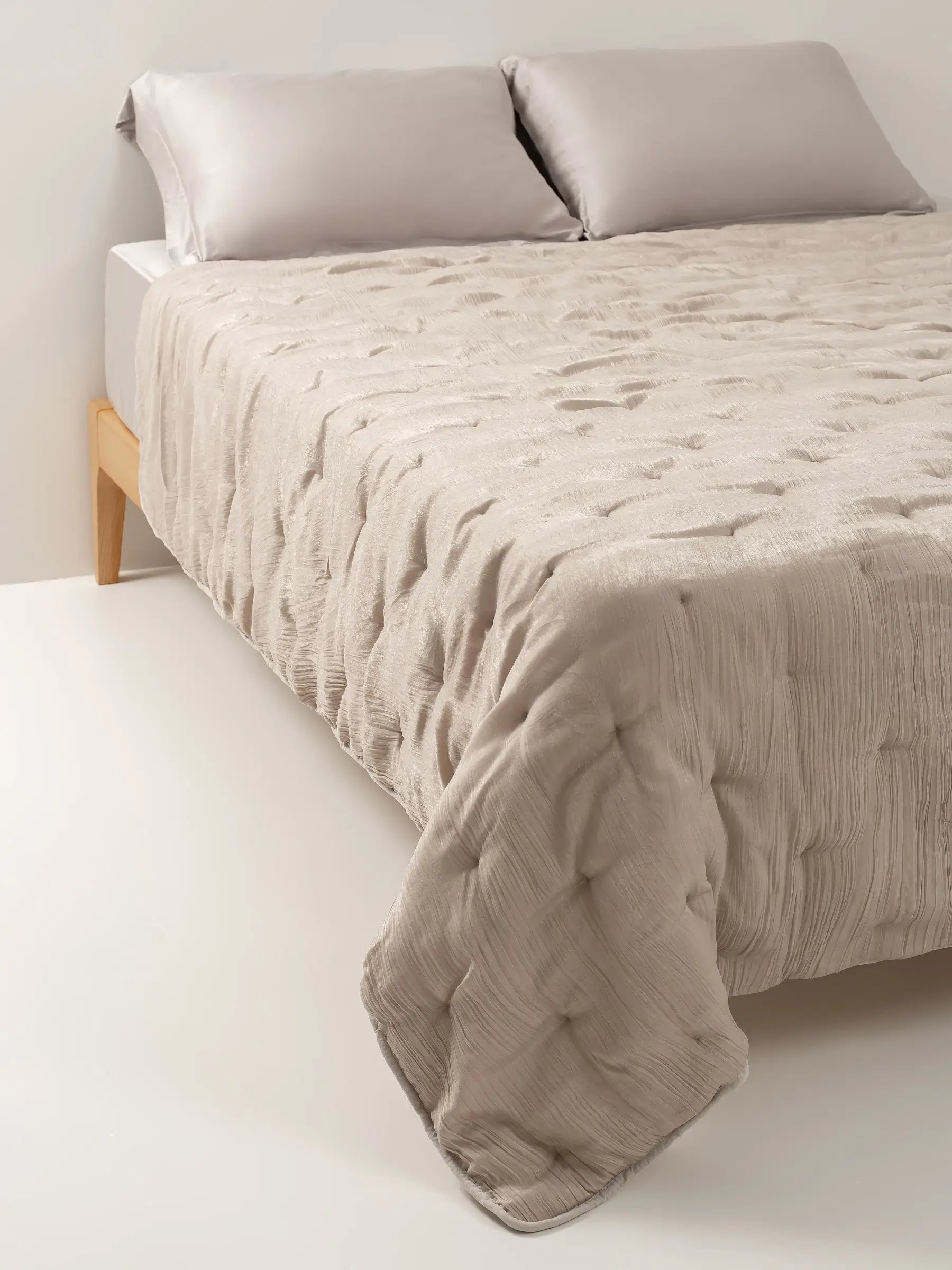 Төсек жапқыш, 220х240 см, барқыт, құм, Stitch velvet