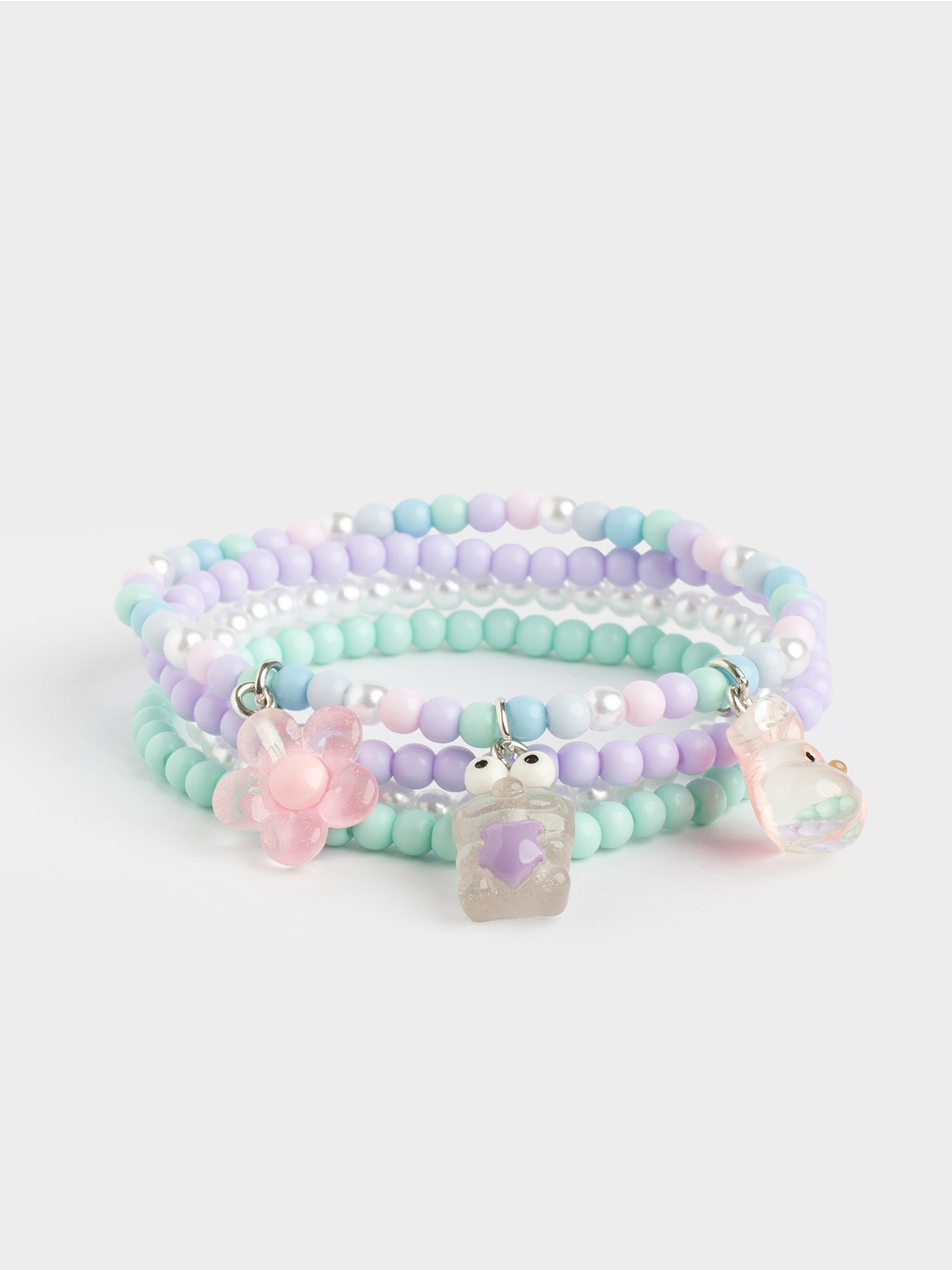 Набор браслетов, 18 см, 4 шт, детский, пластик, цветной, Pearl color, image-2
