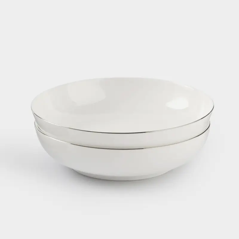 Сорпа табақшасы, 20х5 см, 2 дана, Фарфор F, ақ, идеалды күміс ,image-0