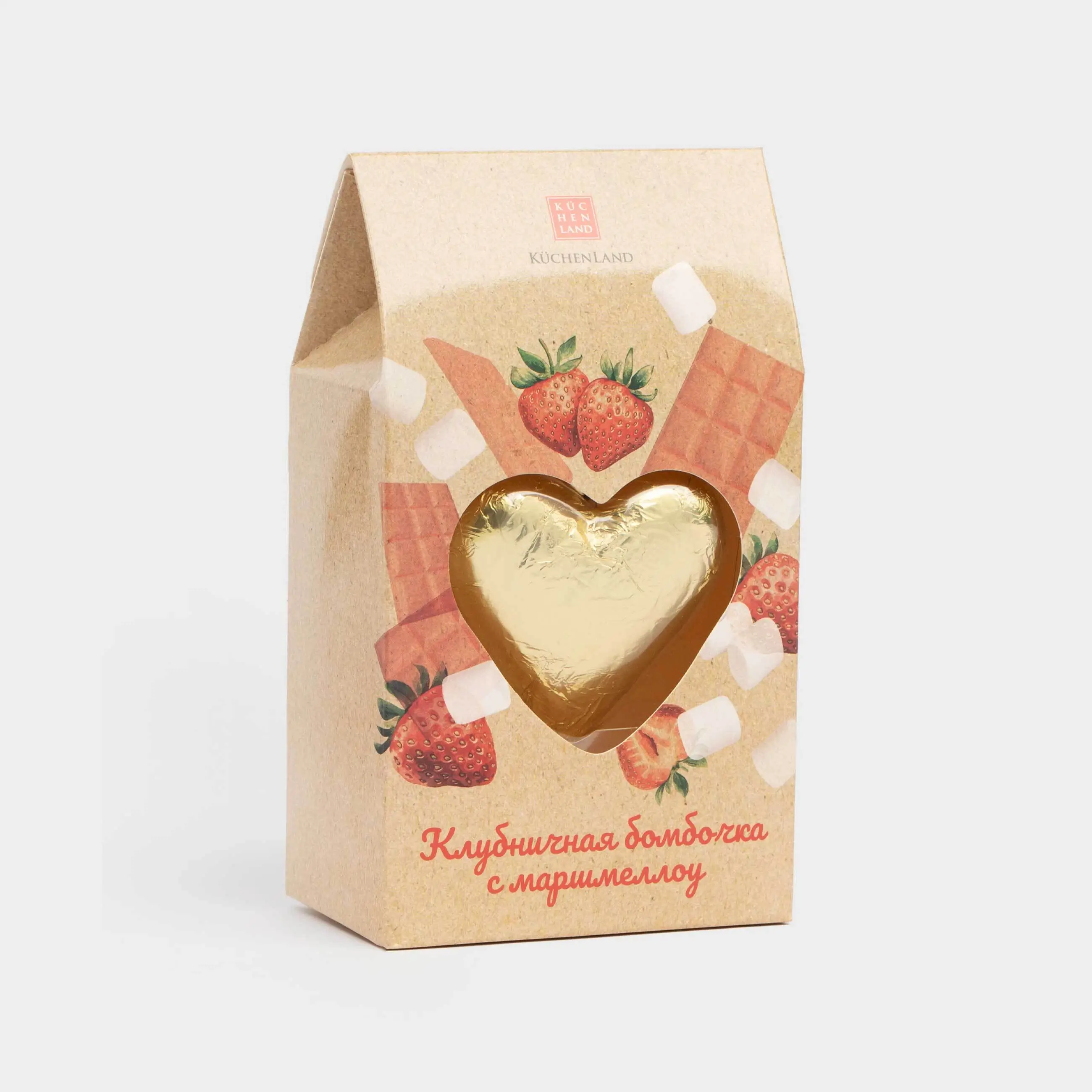 Шоколад, 35 гр, пішінді, маршмеллоу қосылған, бомба, құлпынай, Жүрек, Sweet shape