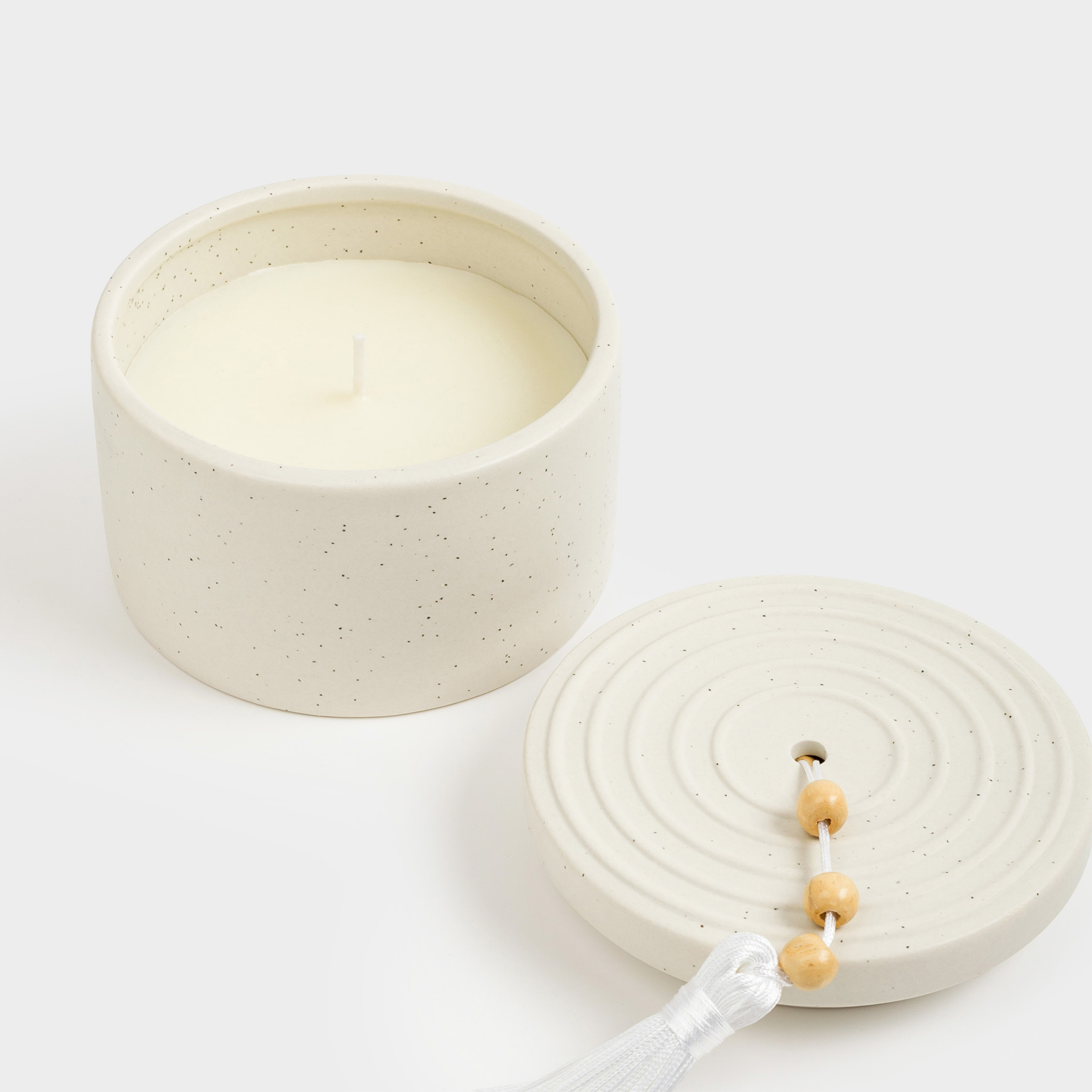 Хош иісті шам, 7 см, шам ұстағышта, шашақпен, керамика, Sage and Sea salt, Delicia, image-3