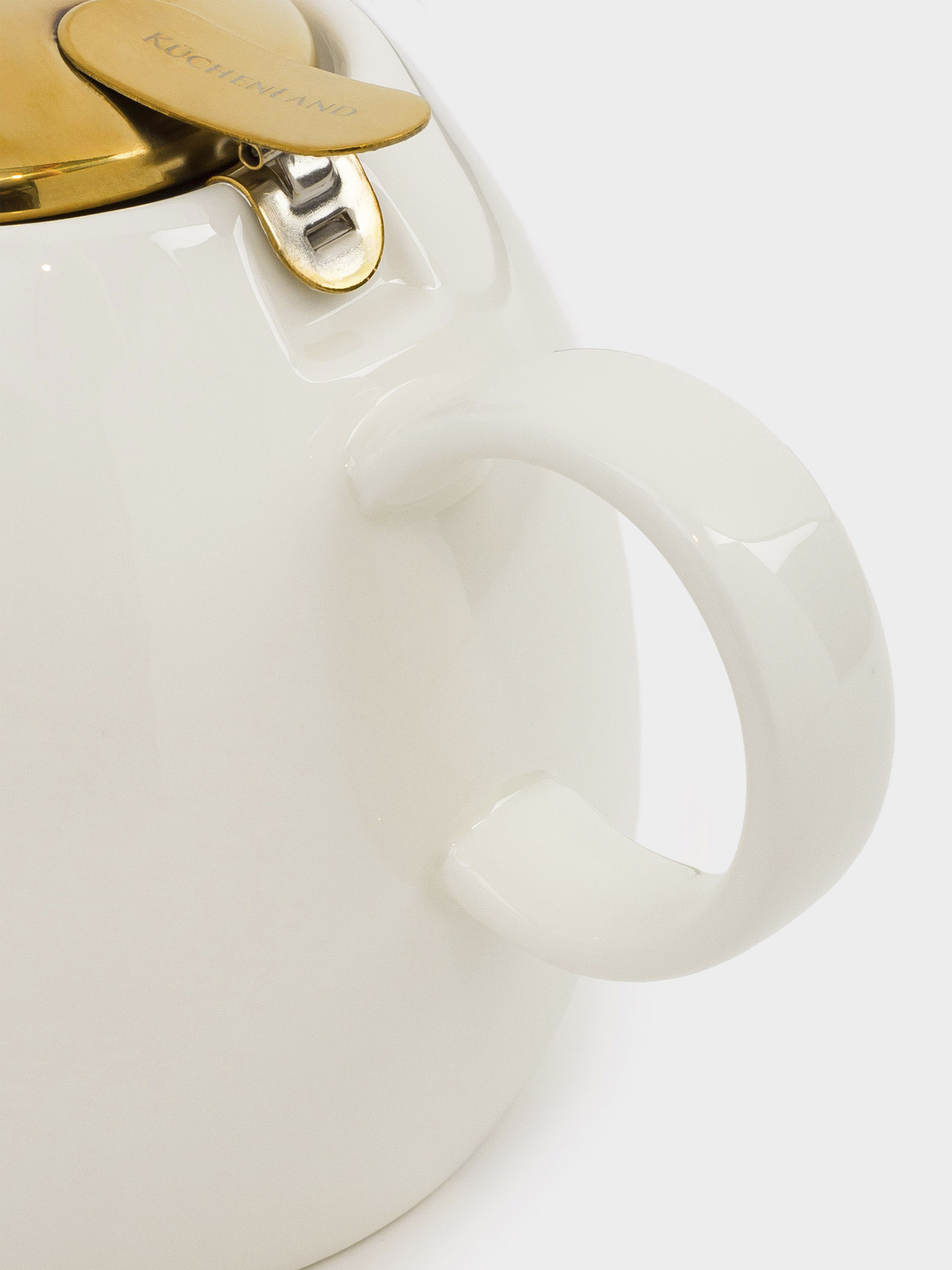 Чайник заварочный, 1 л, керамика/сталь, молочно-золотистый, Цветок, Kettle ceramo, image-3