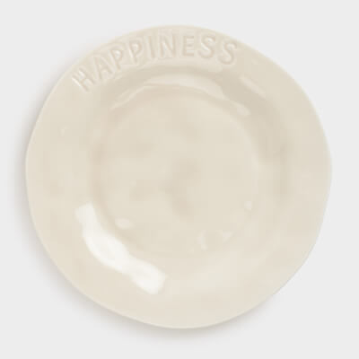 Тарелка десертная, 20 см, фарфор P, молочная, Happiness, Crumple words, image-0