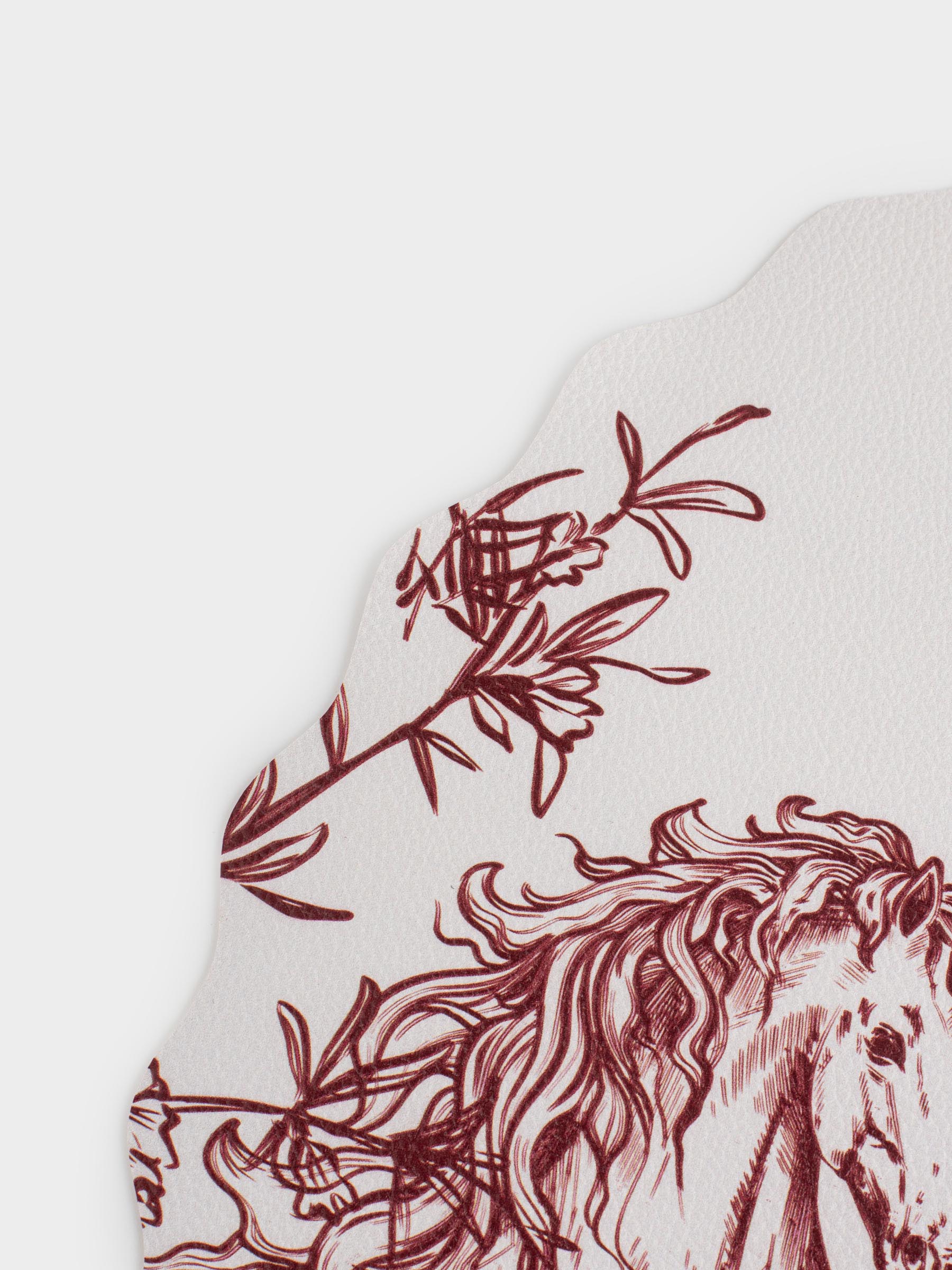 Салфетка под приборы, 40 см, ПВХ, круглая, белая, Лошадь, Rock print, image-3