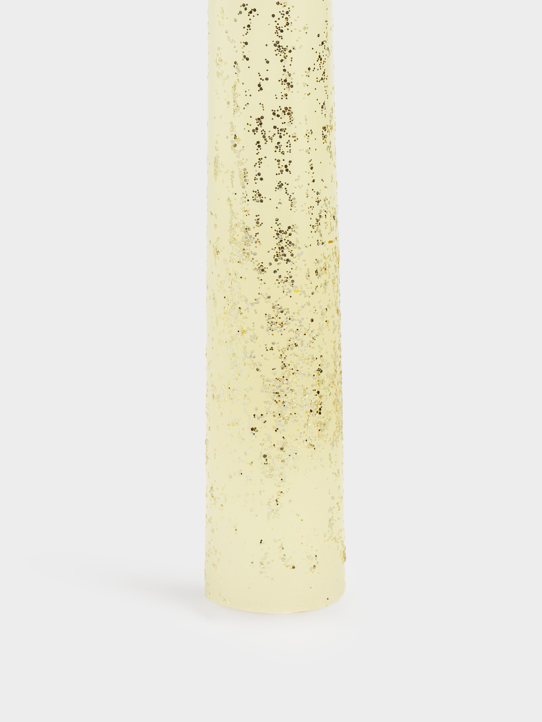 Шам, 25 см, жіңішке, жылтырақтары бар, сүт түстес, Sparkly candle, image-1