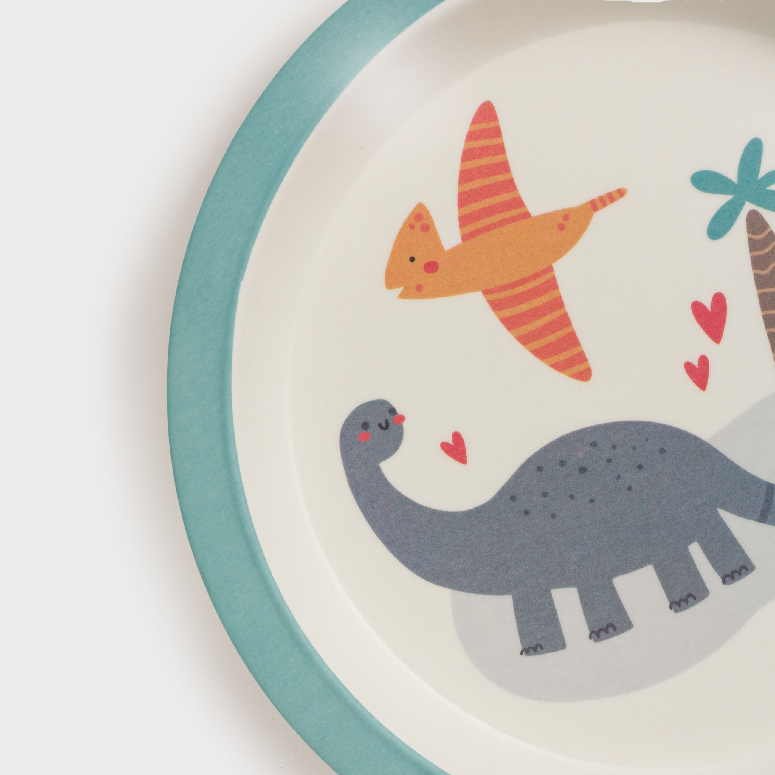 Тарелка закусочная, детская, 21 см, бамбук, голубая, Динозавры, Dino, image-3