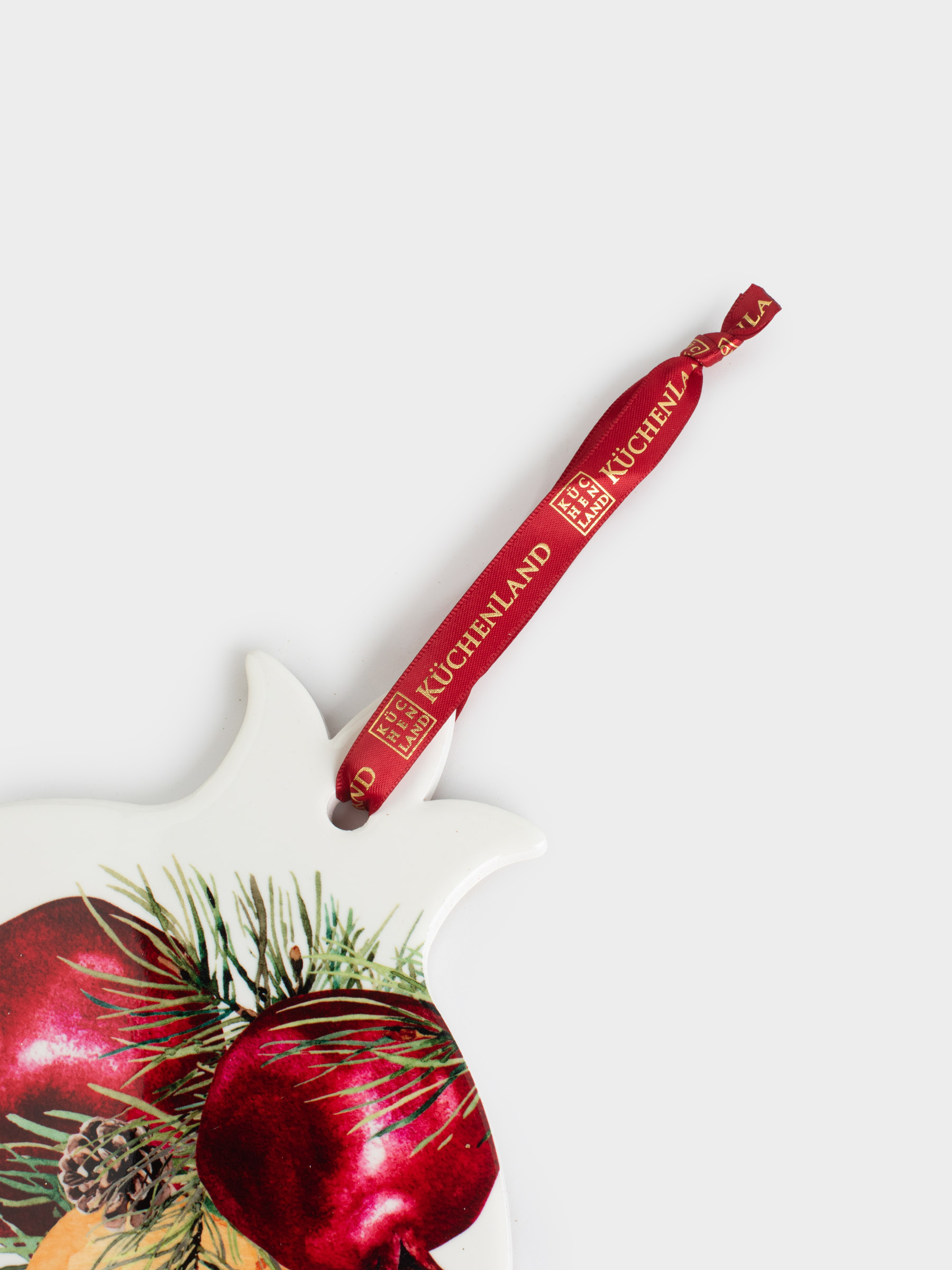 Подставка под горячее, 20x23 см, керамика/пробка, белая, Гранаты и апельсины, Christmas miracle, image-2