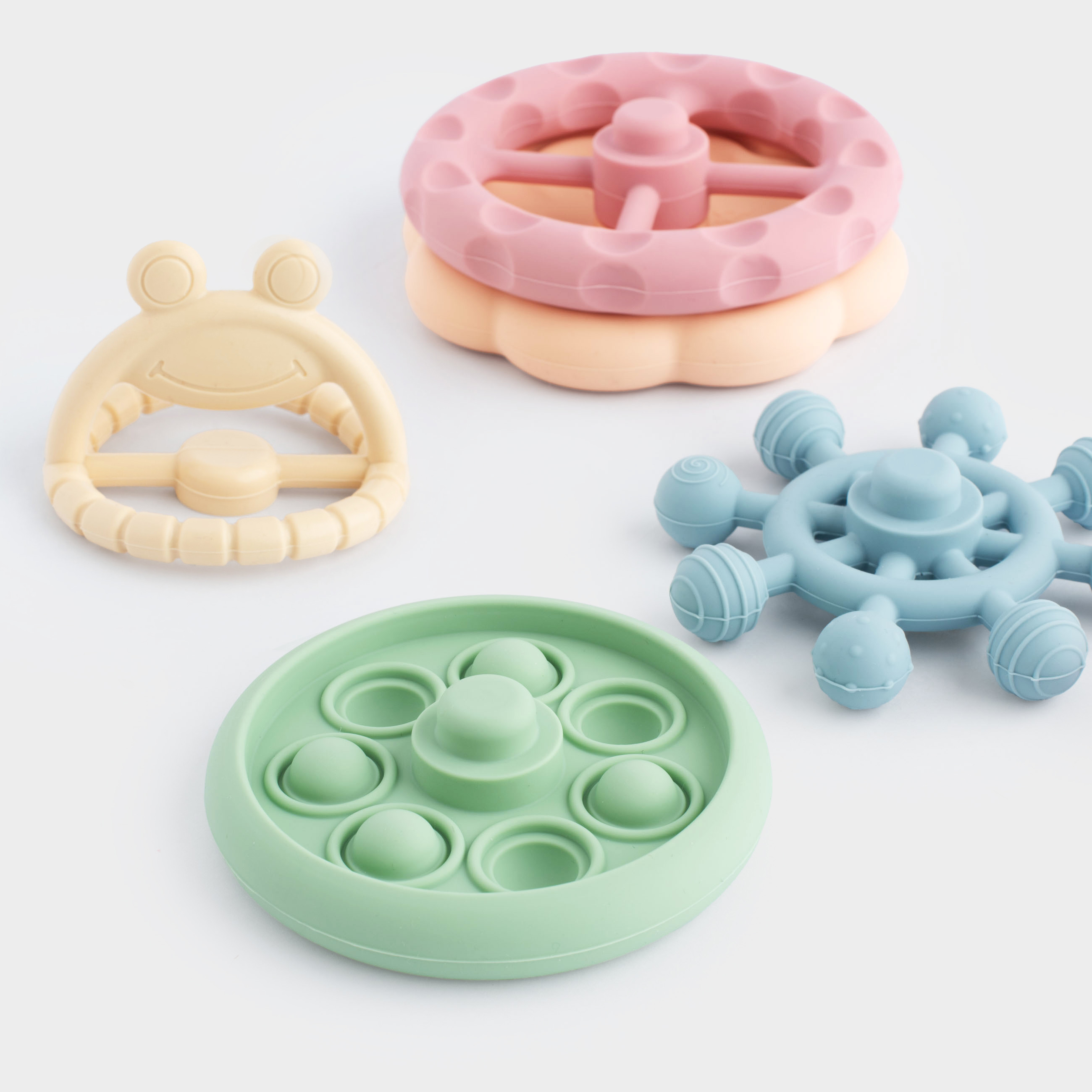 Игрушка развивающая, 11 см, 6 пр, силикон, цветная, Пирамидка фигурная, Kiddy, image-2