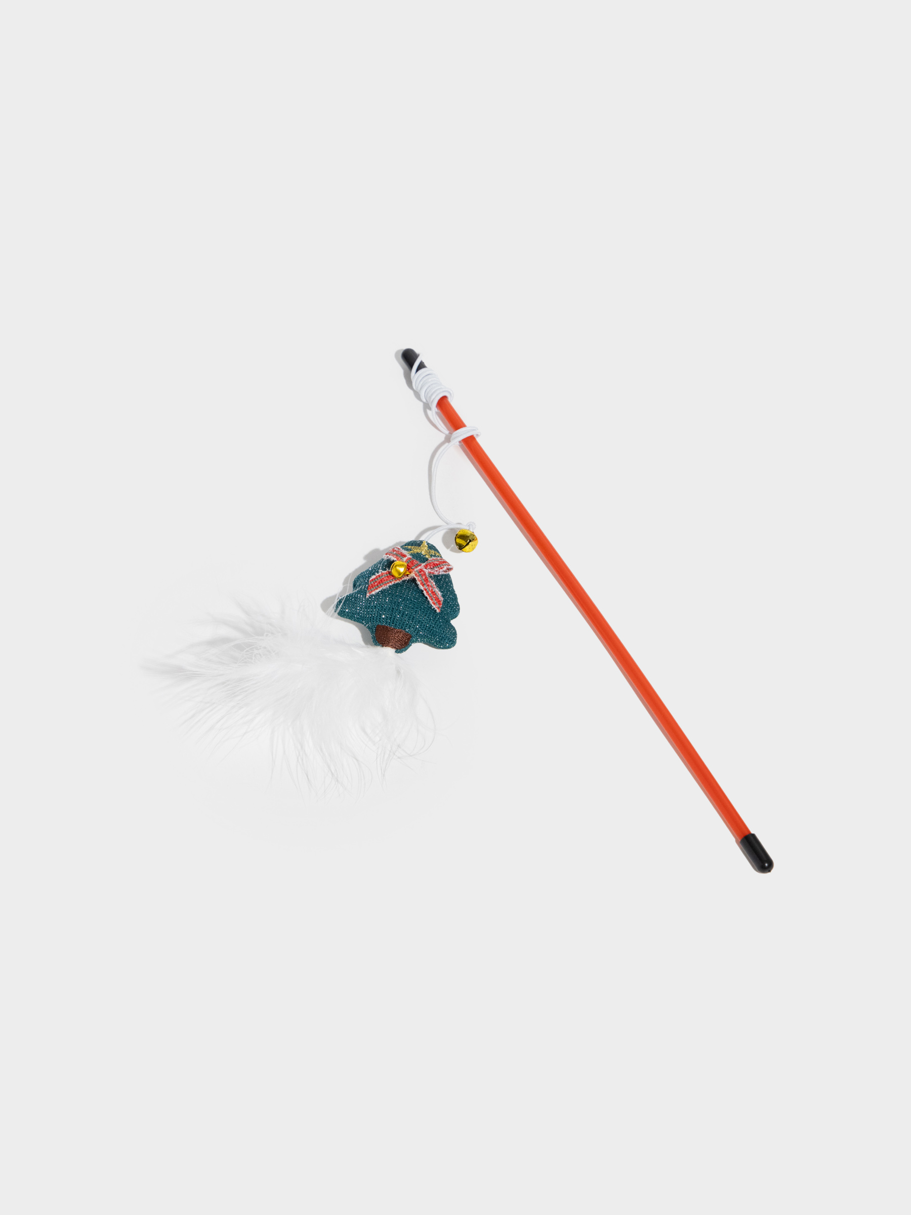 Мысықтарға арналған қармақ ойыншық, 90 см, қоңырауы бар, пластик/полиэстер, Шырша, Christmas pet, image-2