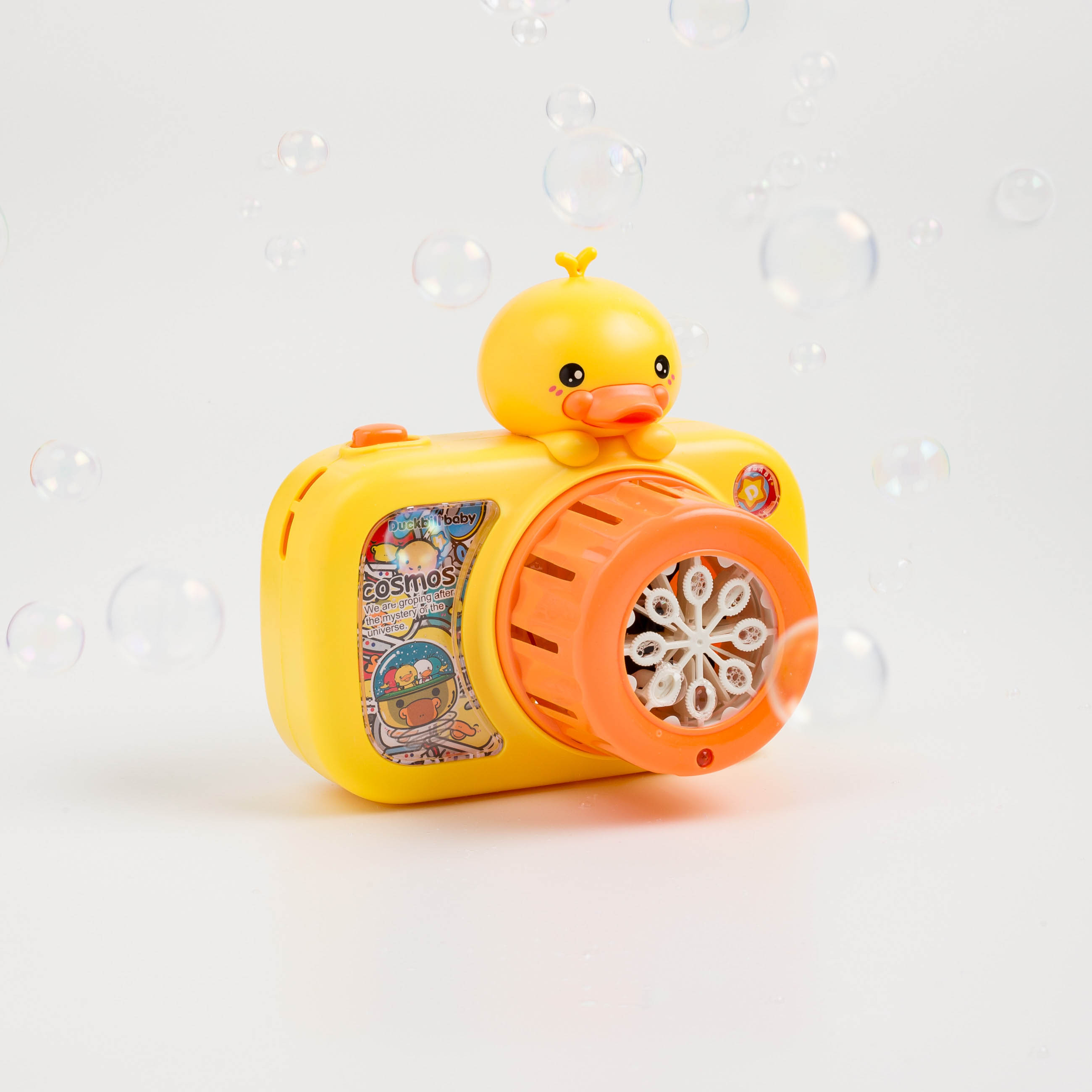 Генератор мыльных пузырей, 10 см, пластик, желтый, Утенок с фотоаппаратом, Duck yellow, image-0