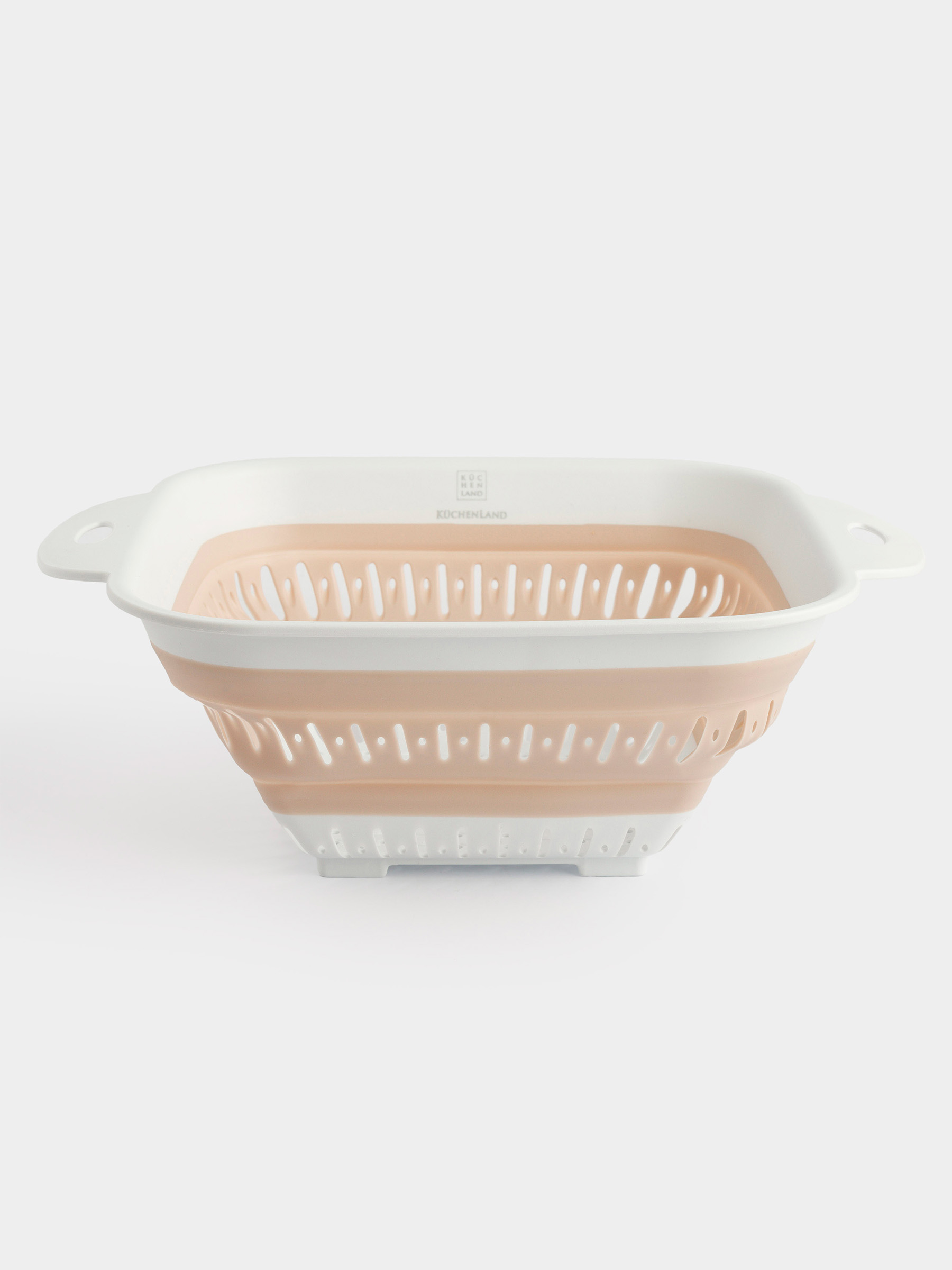 Дуршлаг, 22х22 см, складной, пластик/резина, квадратный, бежевый, Foldaway, image-0