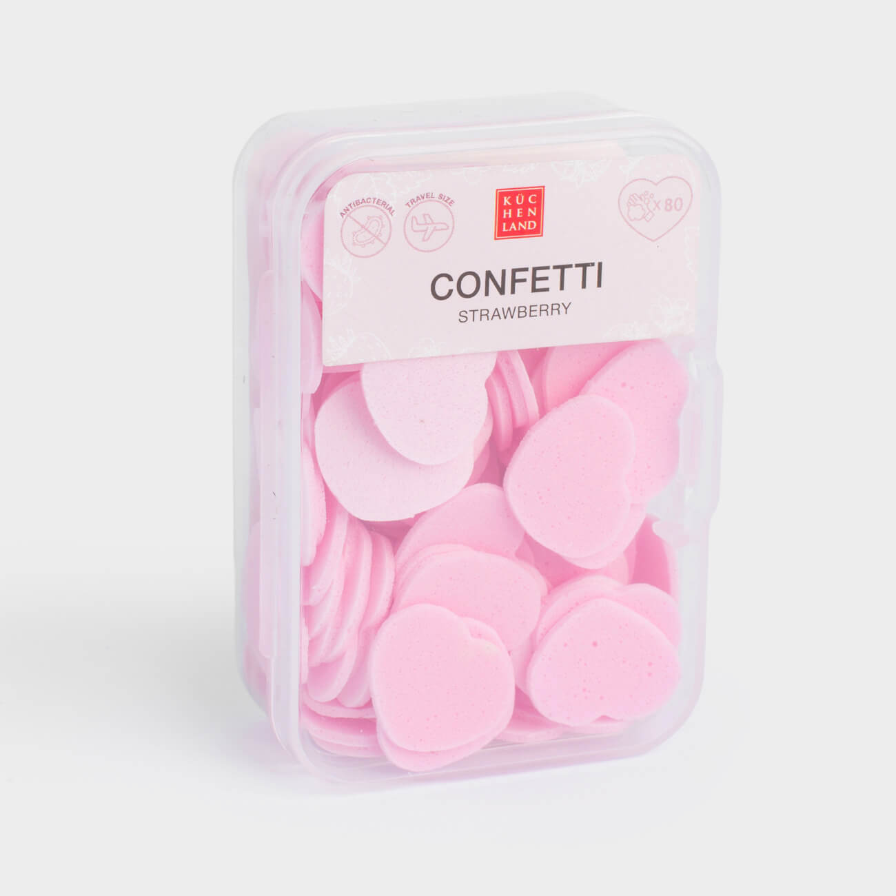 Сабын-конфетти, 1,5 см, 80 дана, қызғылт, Құлпынай, Жүрек, Confetti, image-0