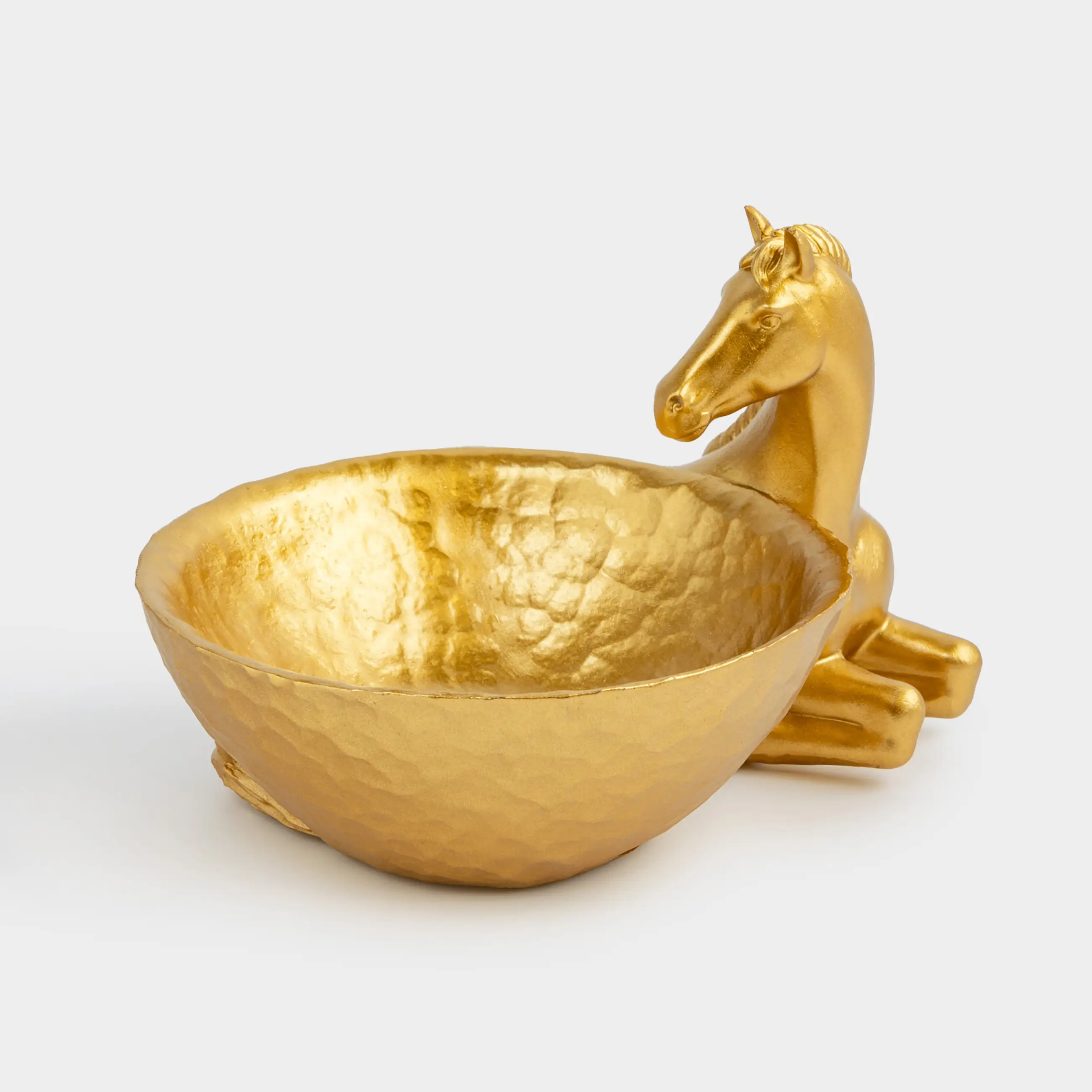 Кәмпит ыдысы, 16х11 см, полирезин, алтын, Жылқы, Horse gold