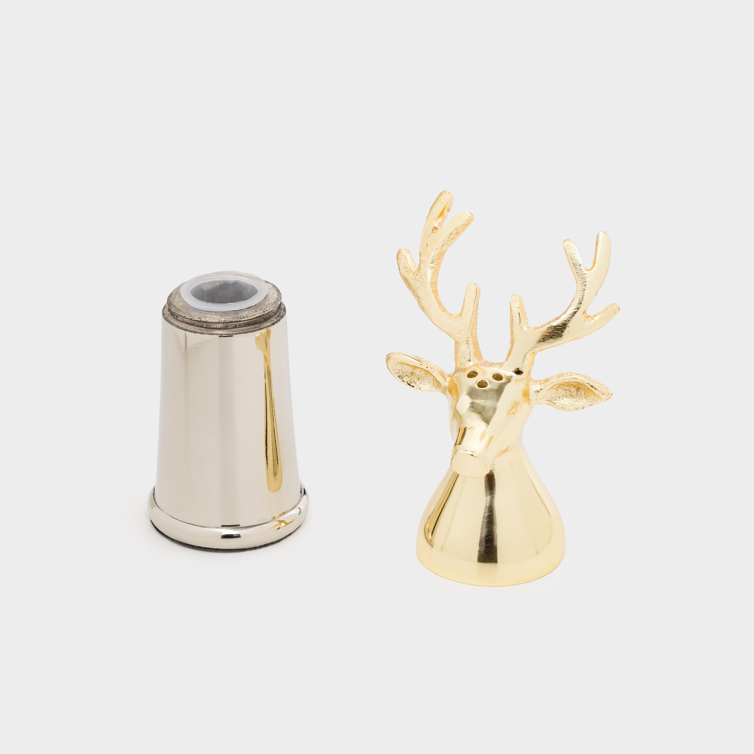 Емкость для соли или перца, 16 см, металл, серебристо-золотистая, Олень, Arctic deer, image-4