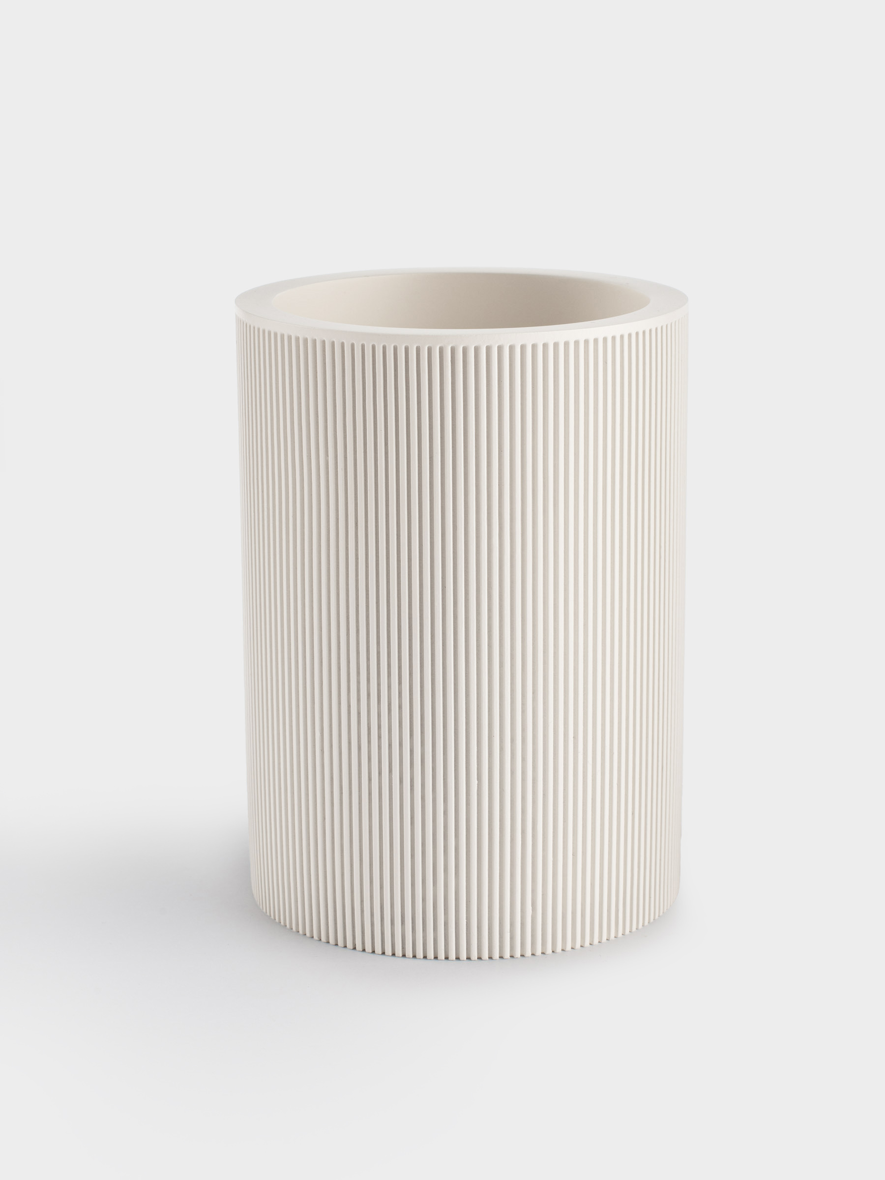Жуынатын бөлмеге арналған стақан, 10 см, полирезин, сүт түстес, White stripes, image-0