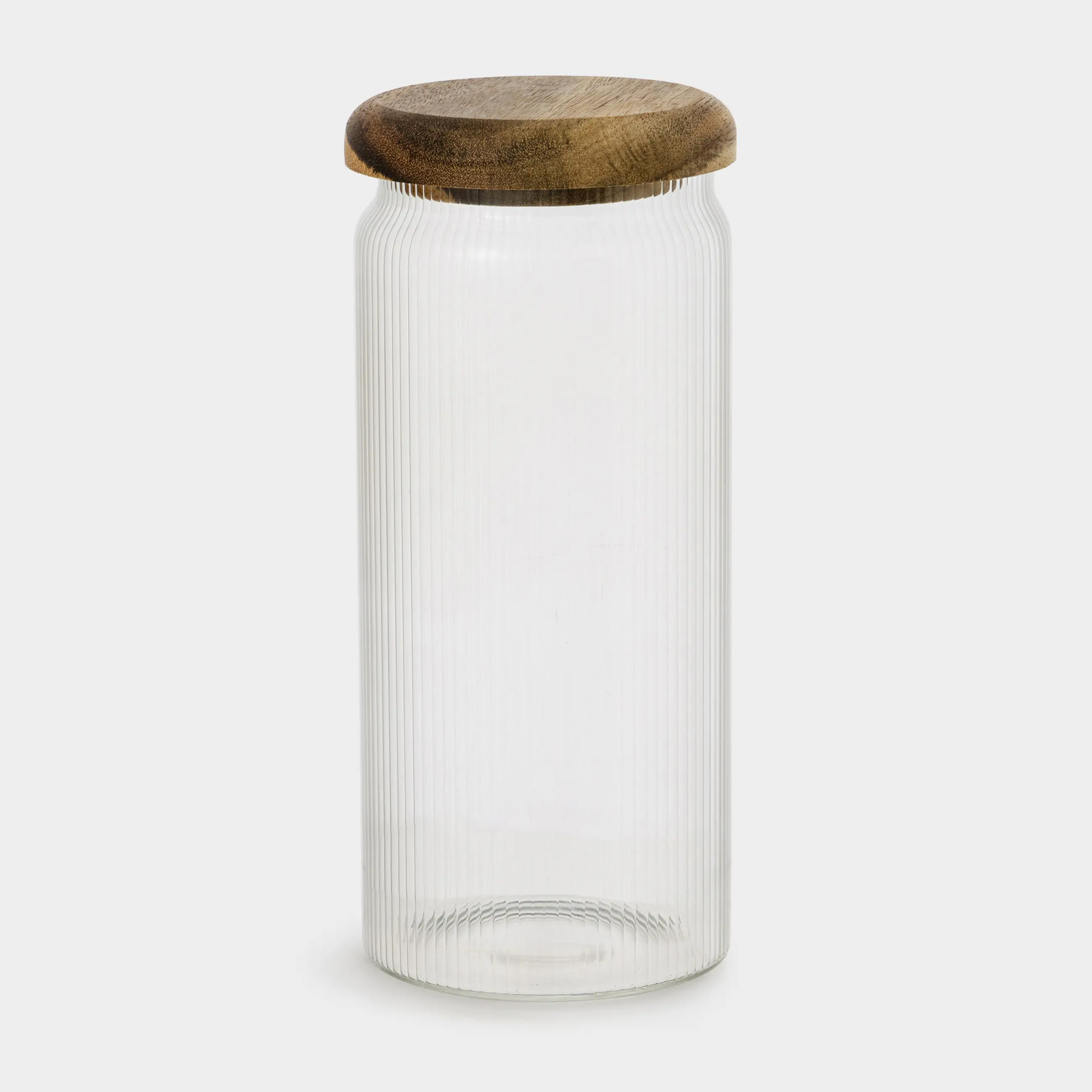 Сусымалы өнімдерге арналған құты, 1 л, шыны Р/ағаш, Ribby wood