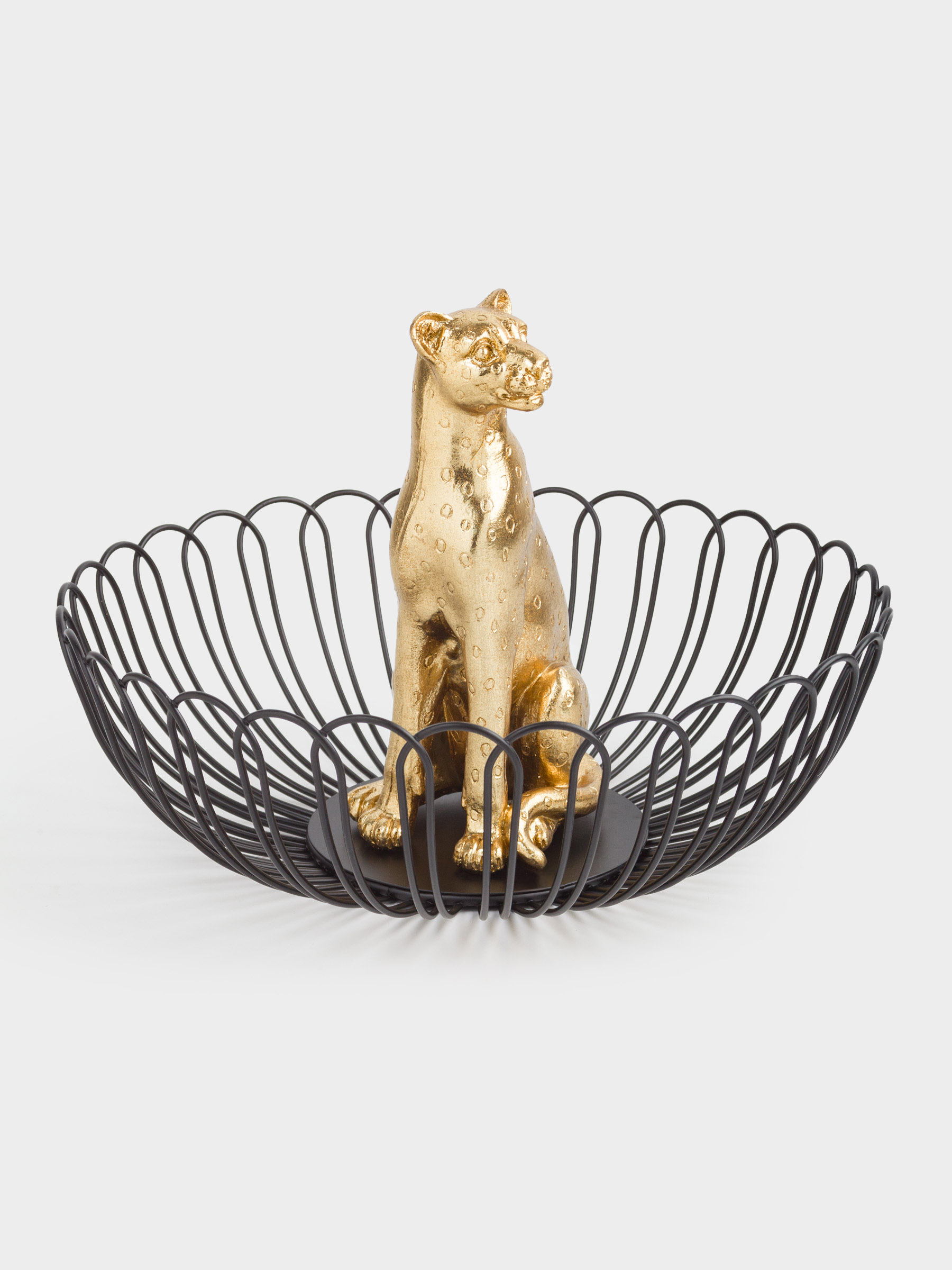 Корзина для фруктов, 29 см, металл/полирезин, черно-золотистая, Гепард, Panther, image-2
