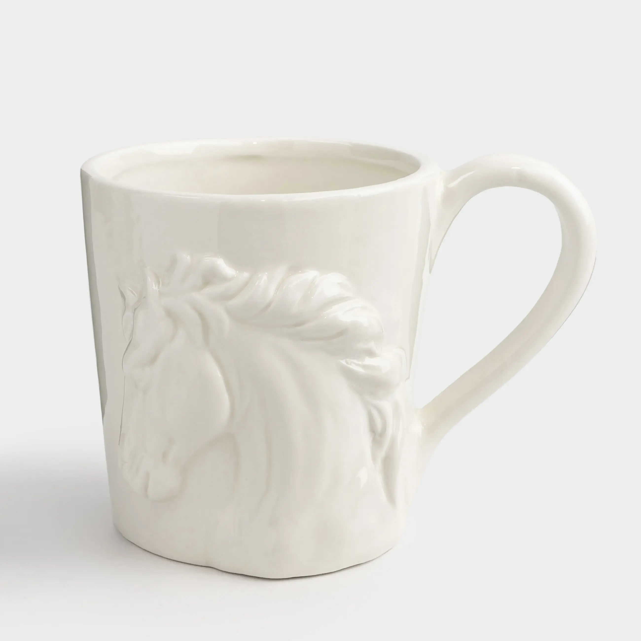 Саптыаяқ, 500 мл, керамика, сүт түстес, Жылқы, Horse pattern