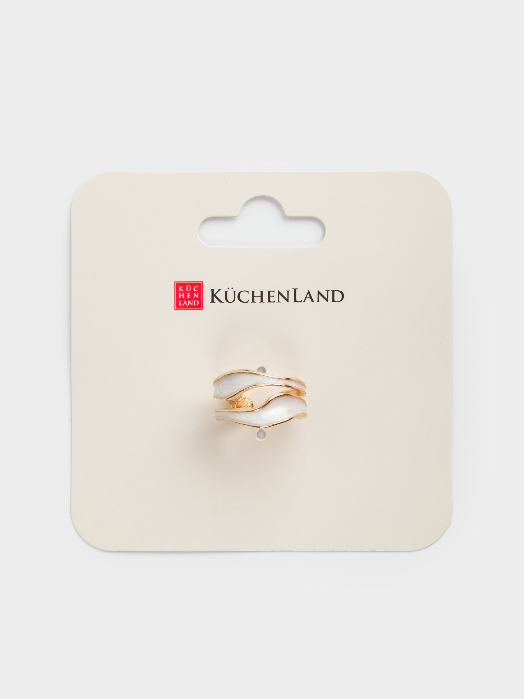 Кольцо, р. S-M, единый размер, металл/акрил, золотисто-бежевое, Jewelry, image-4