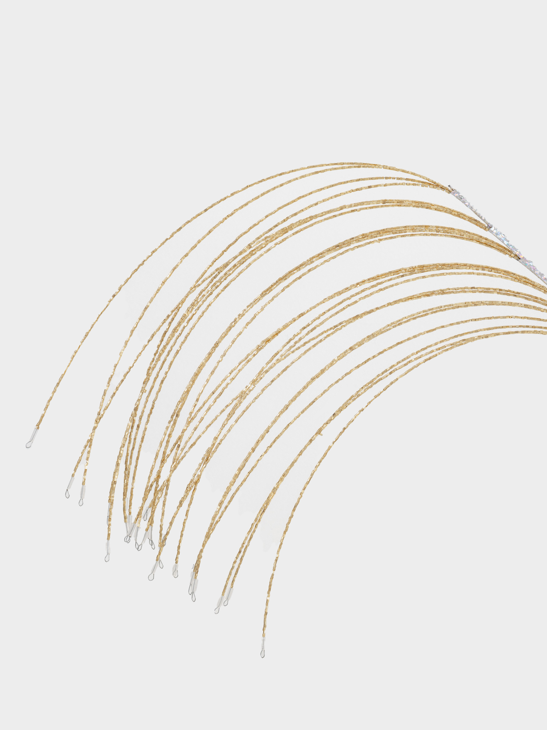 Ветка декоративная, 62 см, бисер/металл, золотистая, Ива, Curved decor, image-1