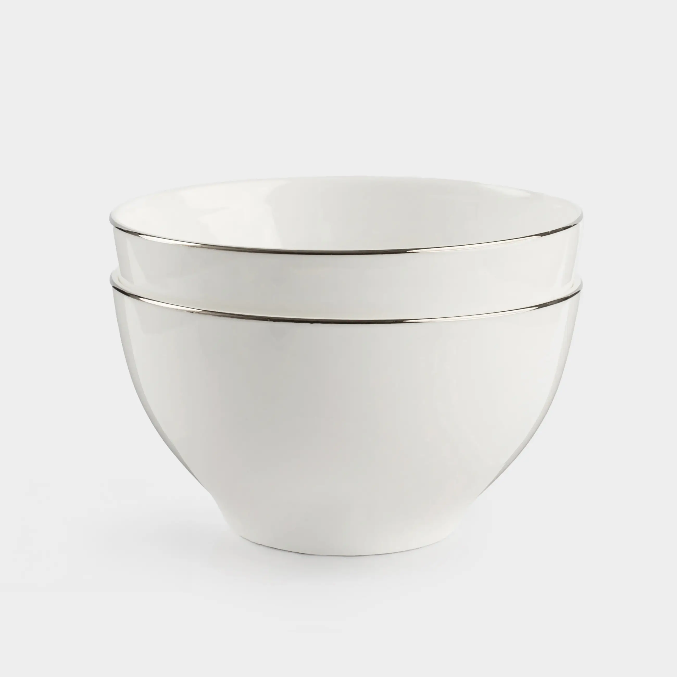 Пиала, 12х6 см, 2 дана, Фарфор F, ақ, Ideal silver, image-0