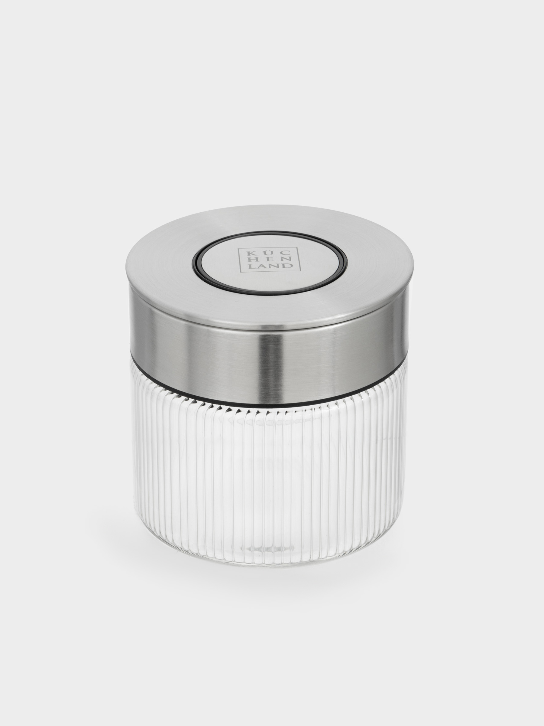 Банка для сыпучих продуктов, 420 мл, с вакуумной крышкой, стекло Б/сталь, Ribby steel, image-1